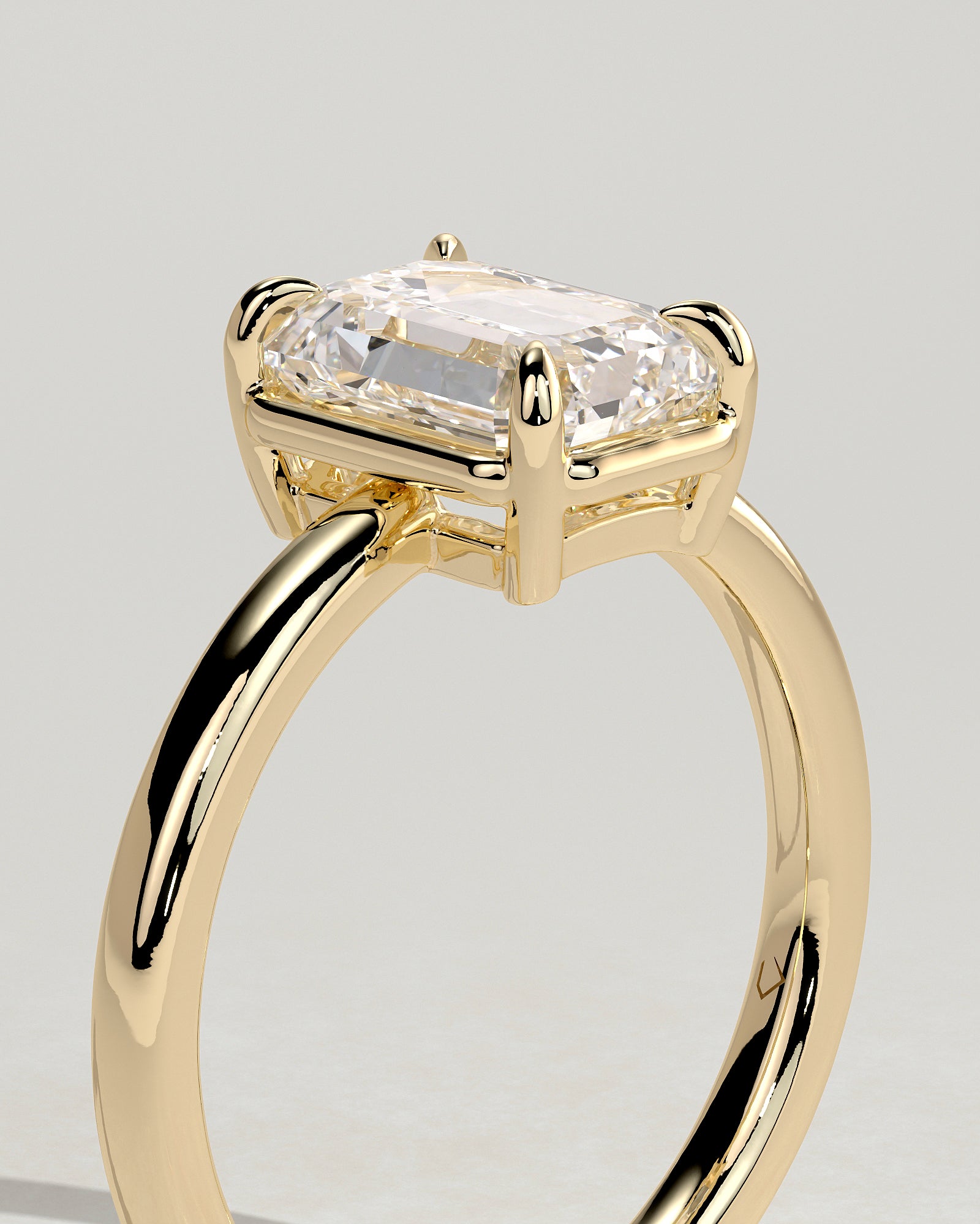 2.0CT Emerald Cut Lab Grown Diamond Solitaire Frame Bezel Engagement Ring