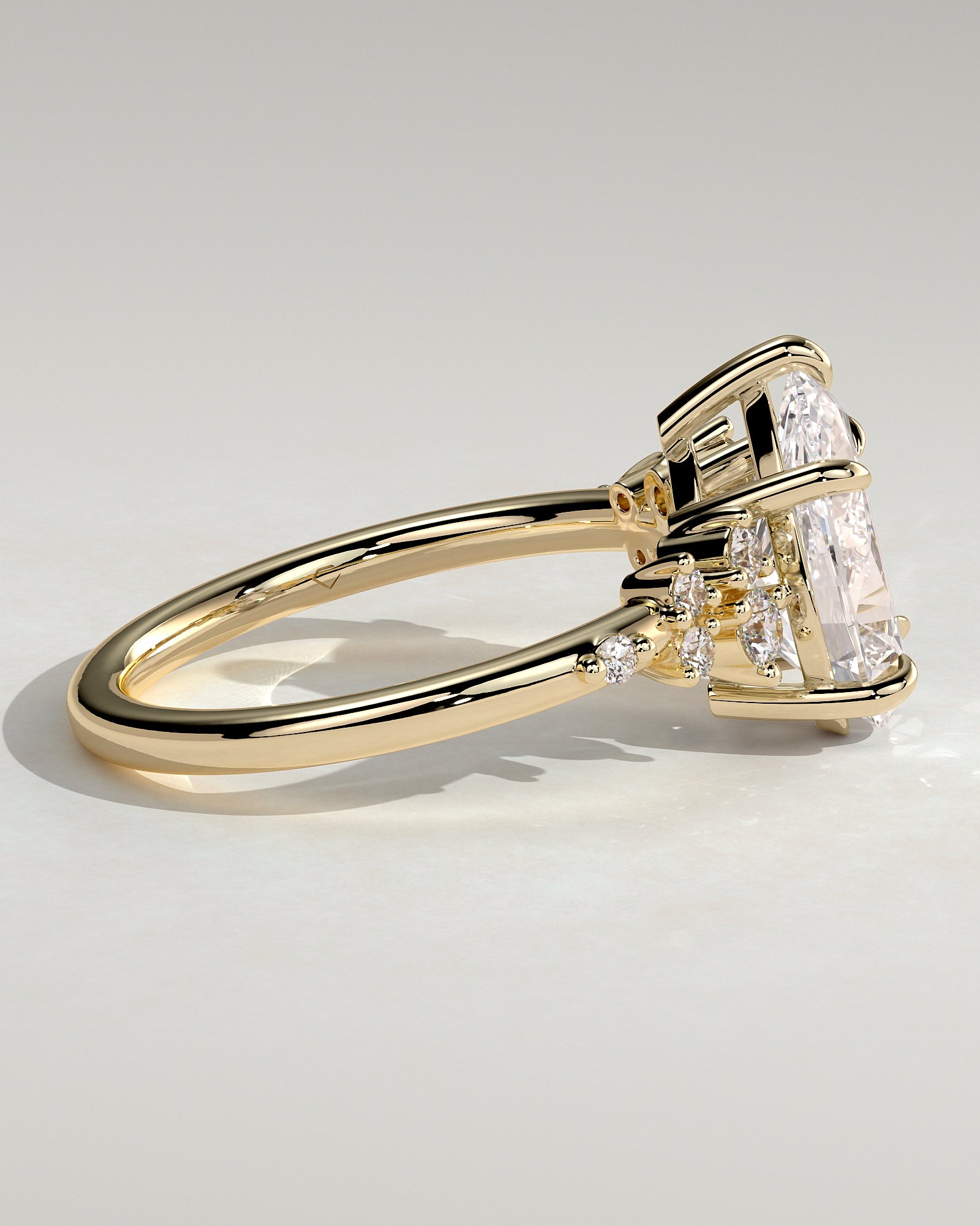 2.0CT Pear Cut Lab Grown Diamond Cluster Engagement Ring