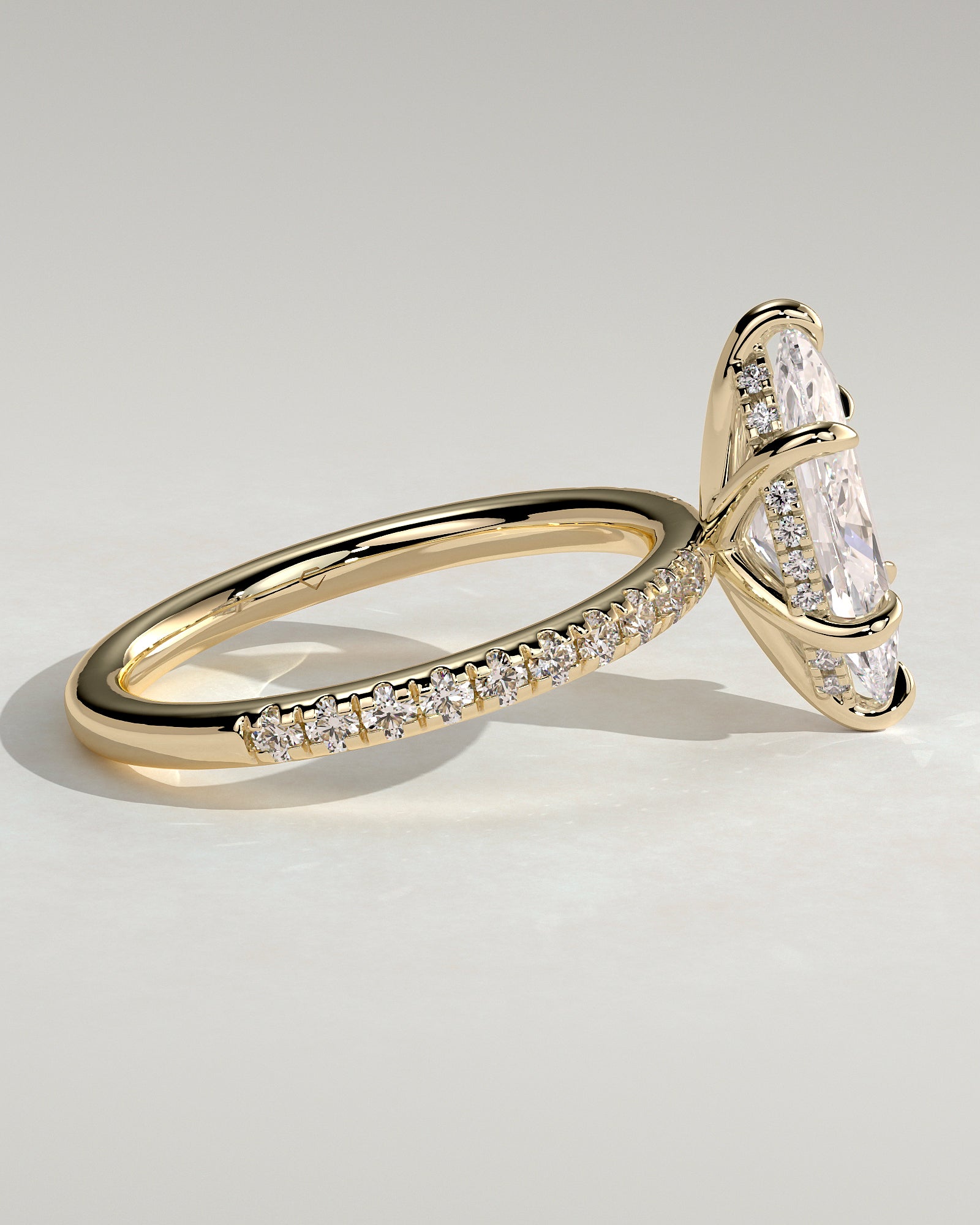 2.0CT  Marquise Lab Grown Diamond Hidden Halo Pave Engagement Ring