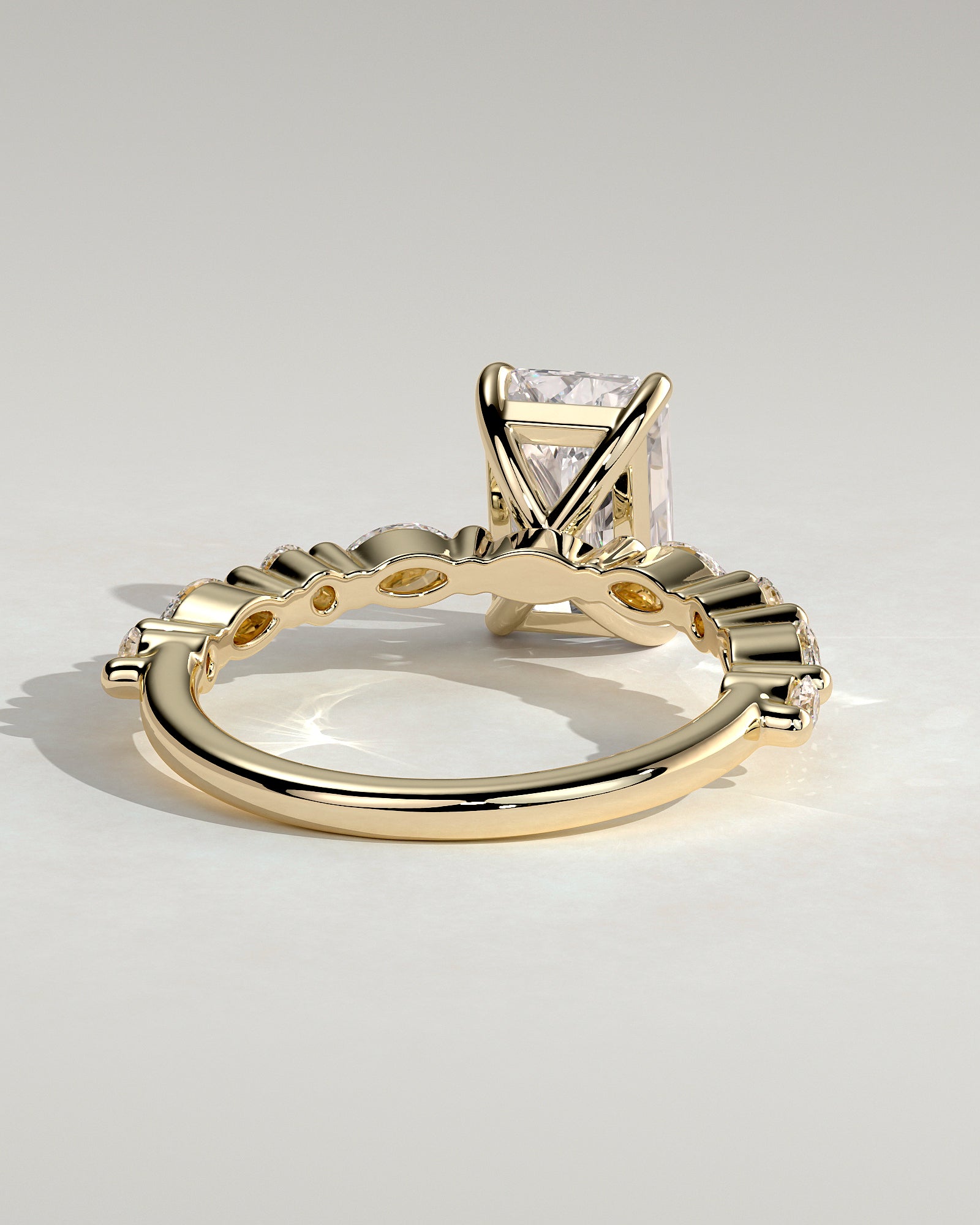 2.0CT Radiant Lab Grown Diamond Floating Bubble Pave Engagement Ring