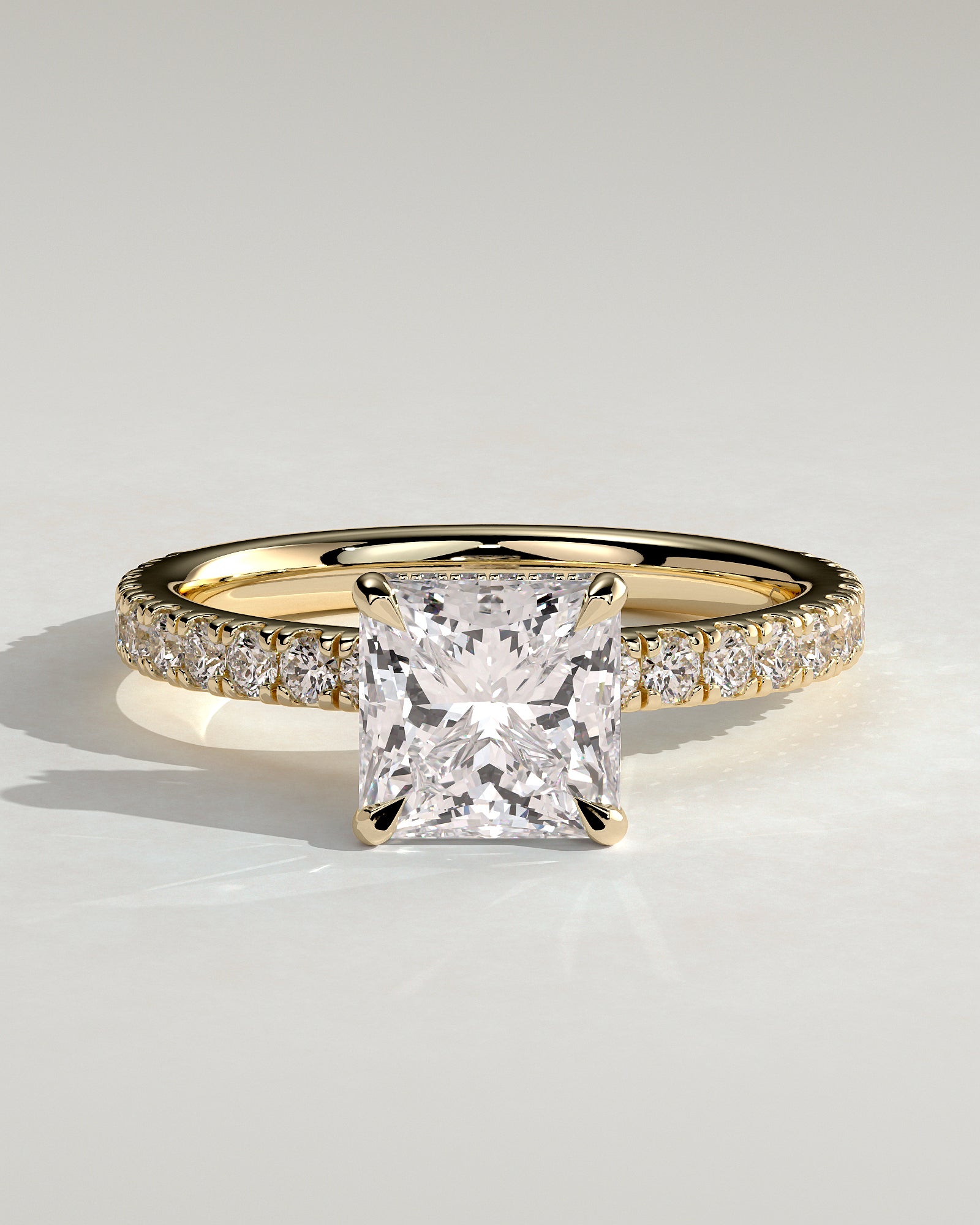 2.0CT Princess Lab Grown Diamond Hidden Halo Pave Engagement Ring