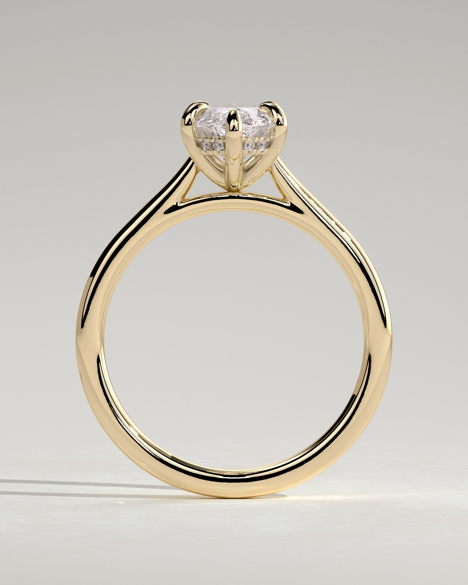 2.0CT Marquise Lab Grown Diamond Hidden Halo Cathedral Engagement Ring