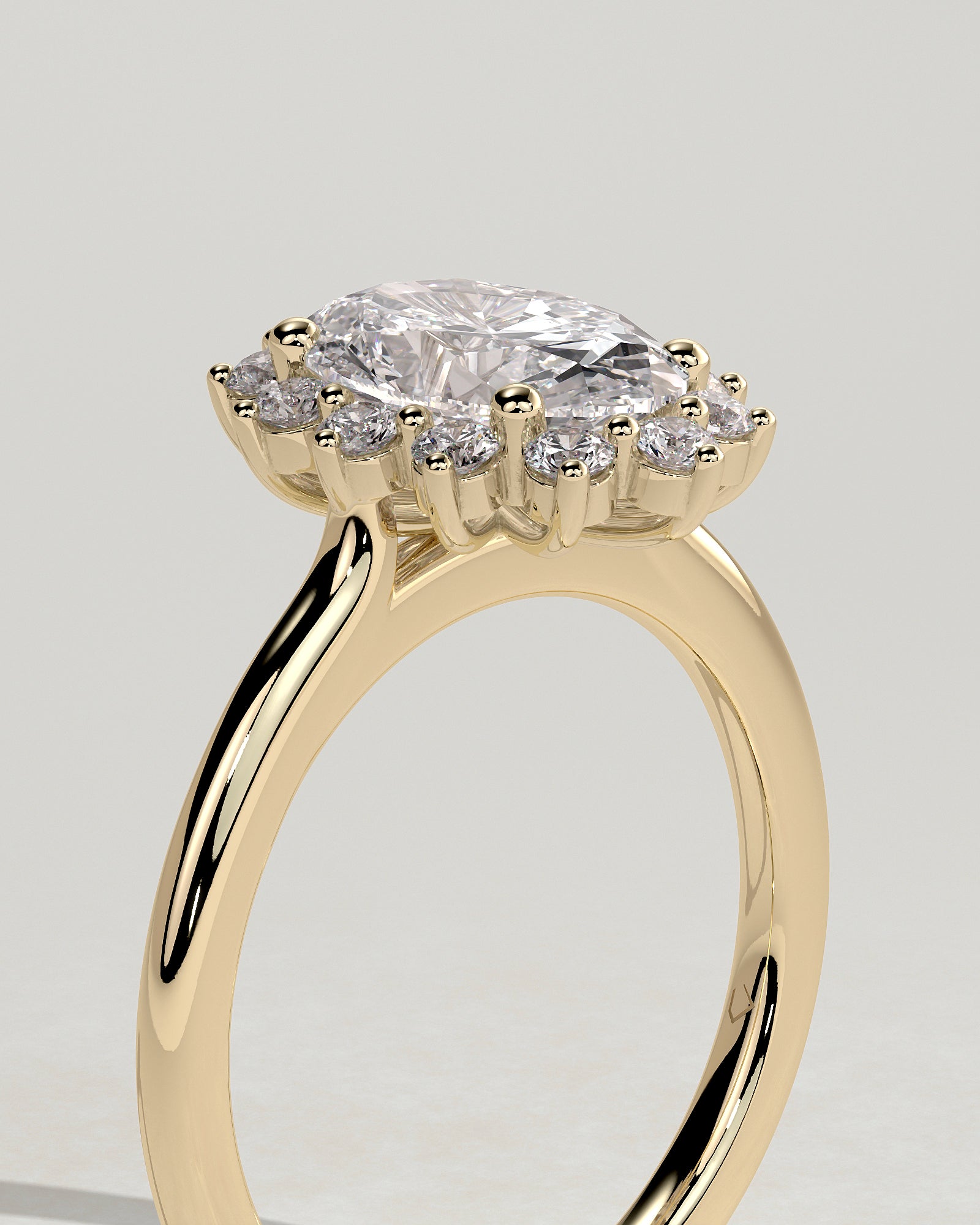 2.0CT Oval Lab Grown Diamond Halo Cathedral Engagement Ring