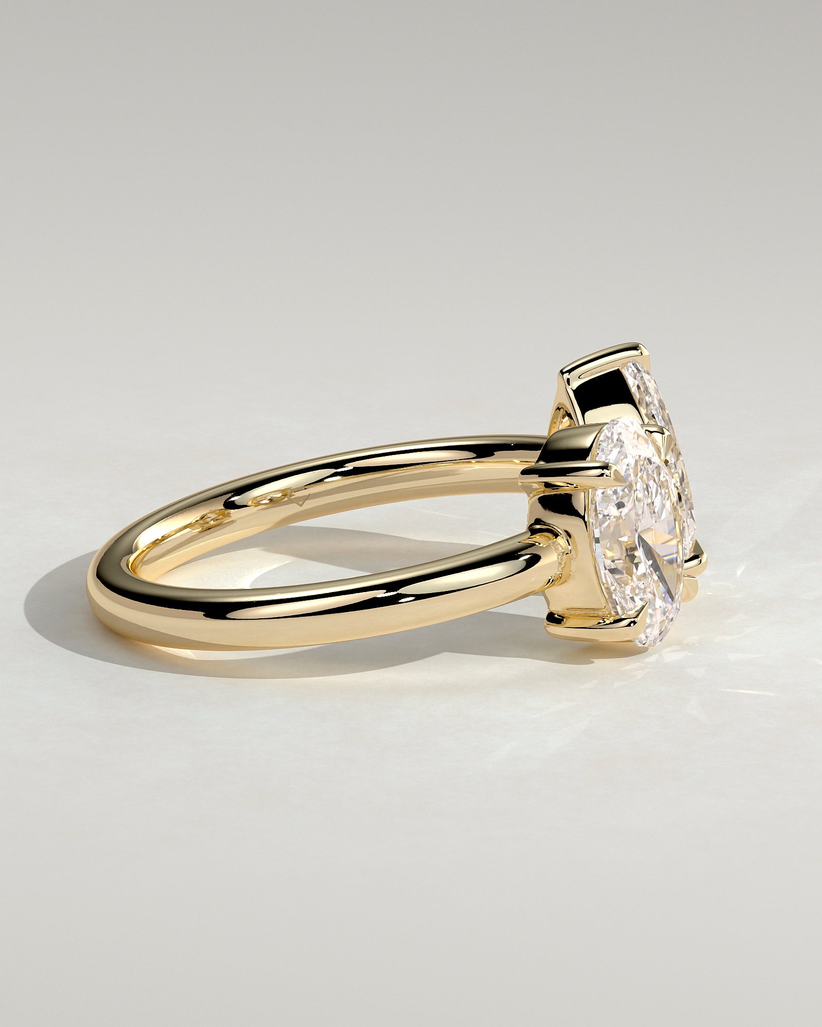 1.23CT Oval & 1.15CT Pear Lab Grown Diamond Toi et Moi Open Cuff Band Engagement Ring