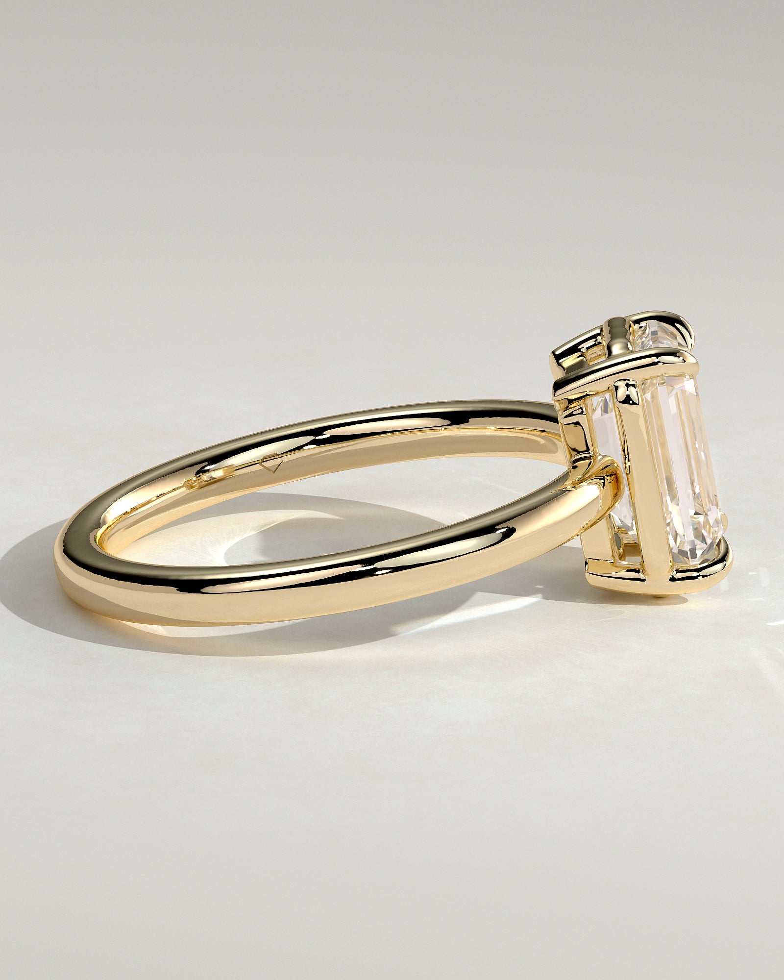 2.0CT Emerald Cut Lab Grown Diamond Solitaire Frame Bezel Engagement Ring