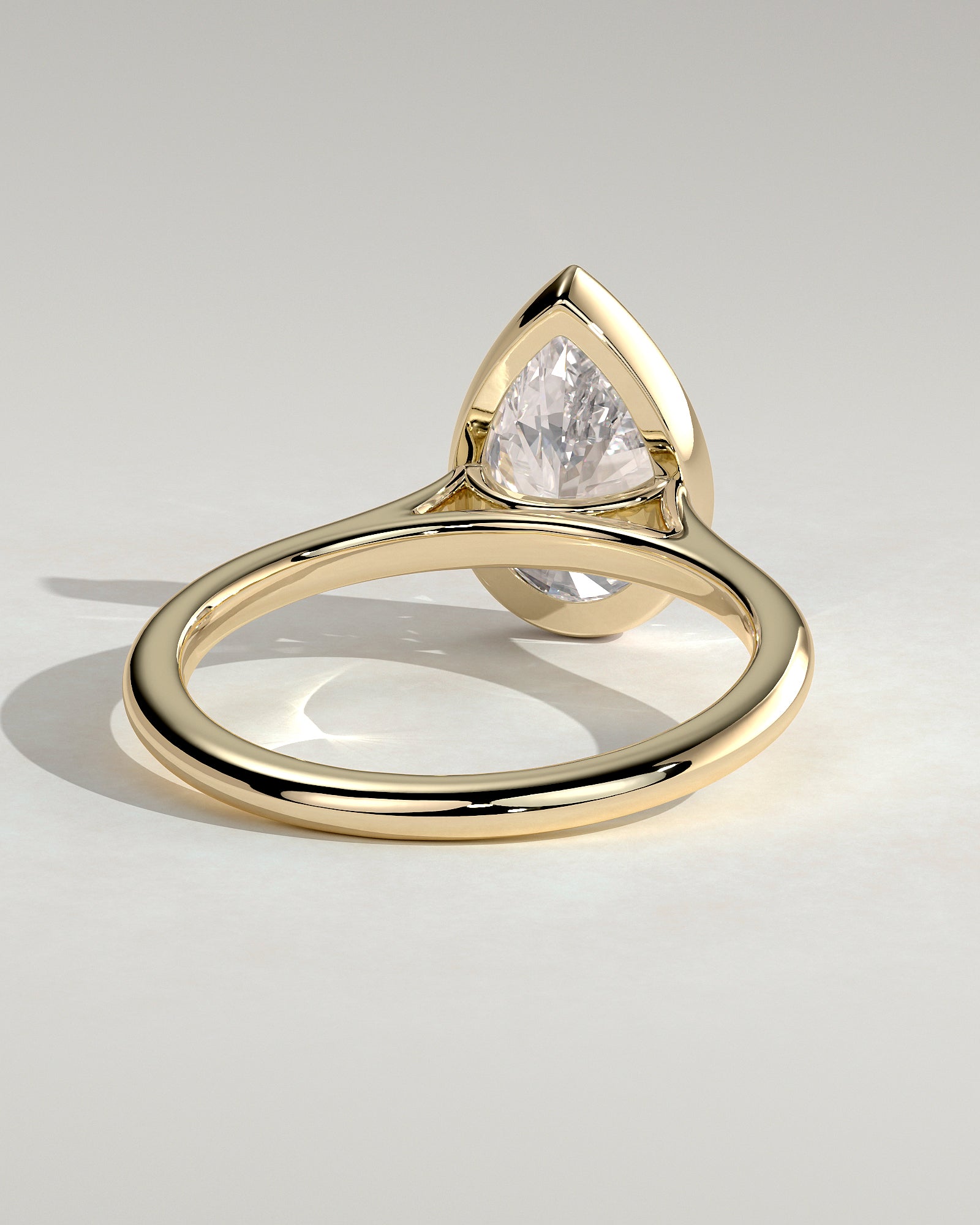 2.0CT Bezel Set Pear Lab Grown Diamond Solitaire Cathedral Engagement Ring