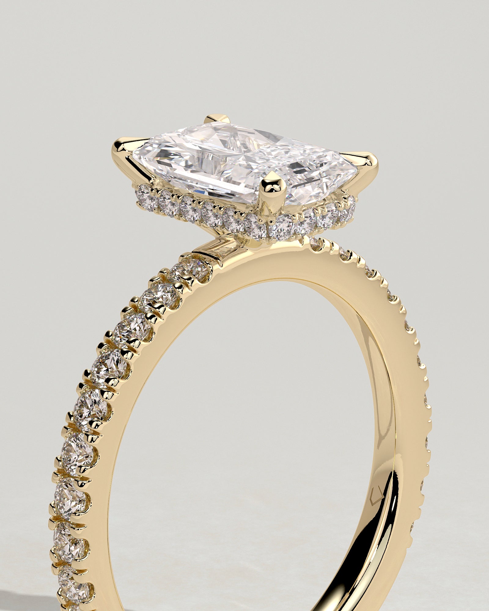 2.0CT Radiant Lab Grown Diamond Hidden Halo Pave Engagement Ring