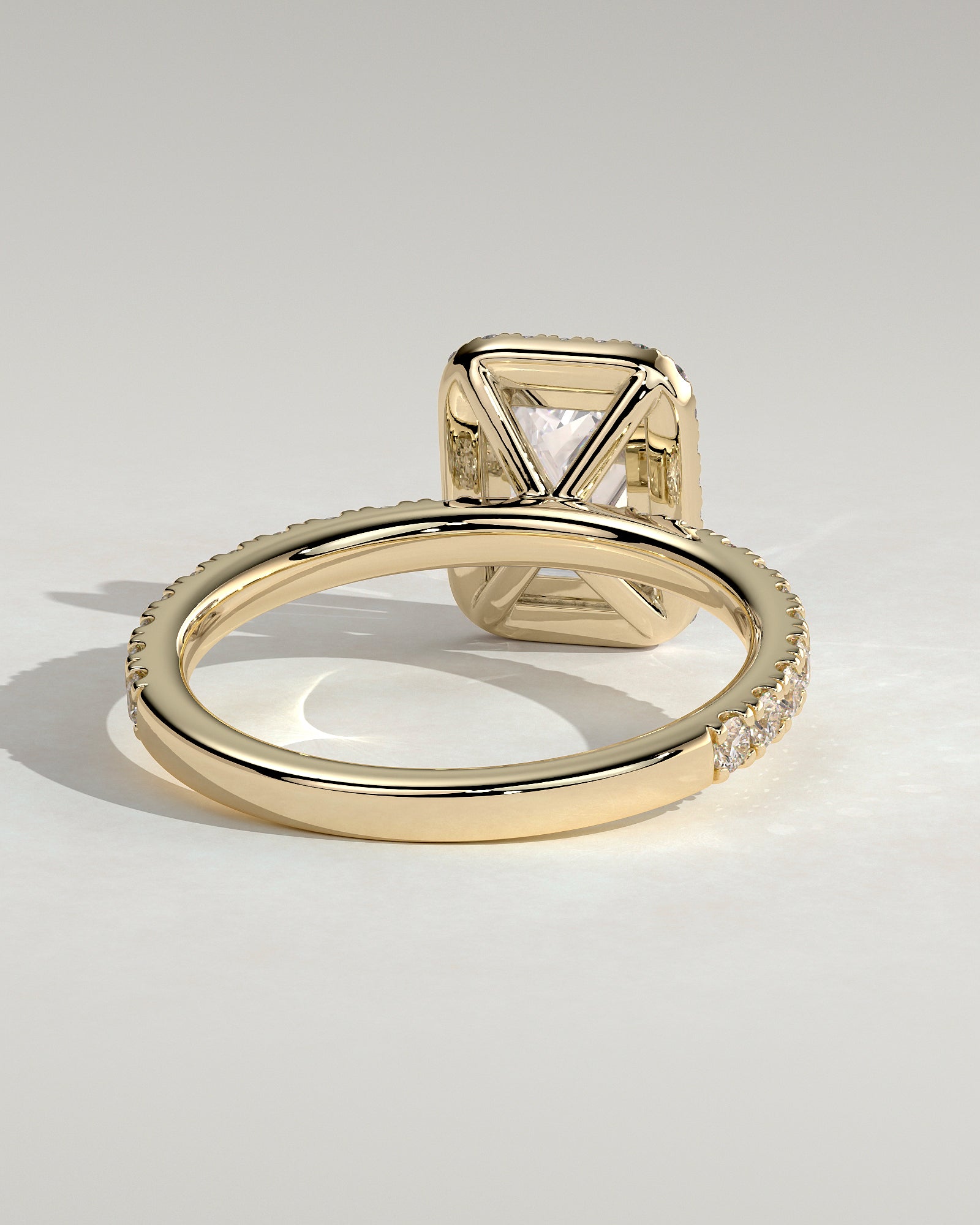 2.0CT Emerald Cut Lab Grown Diamond Halo Pave Engagement Ring