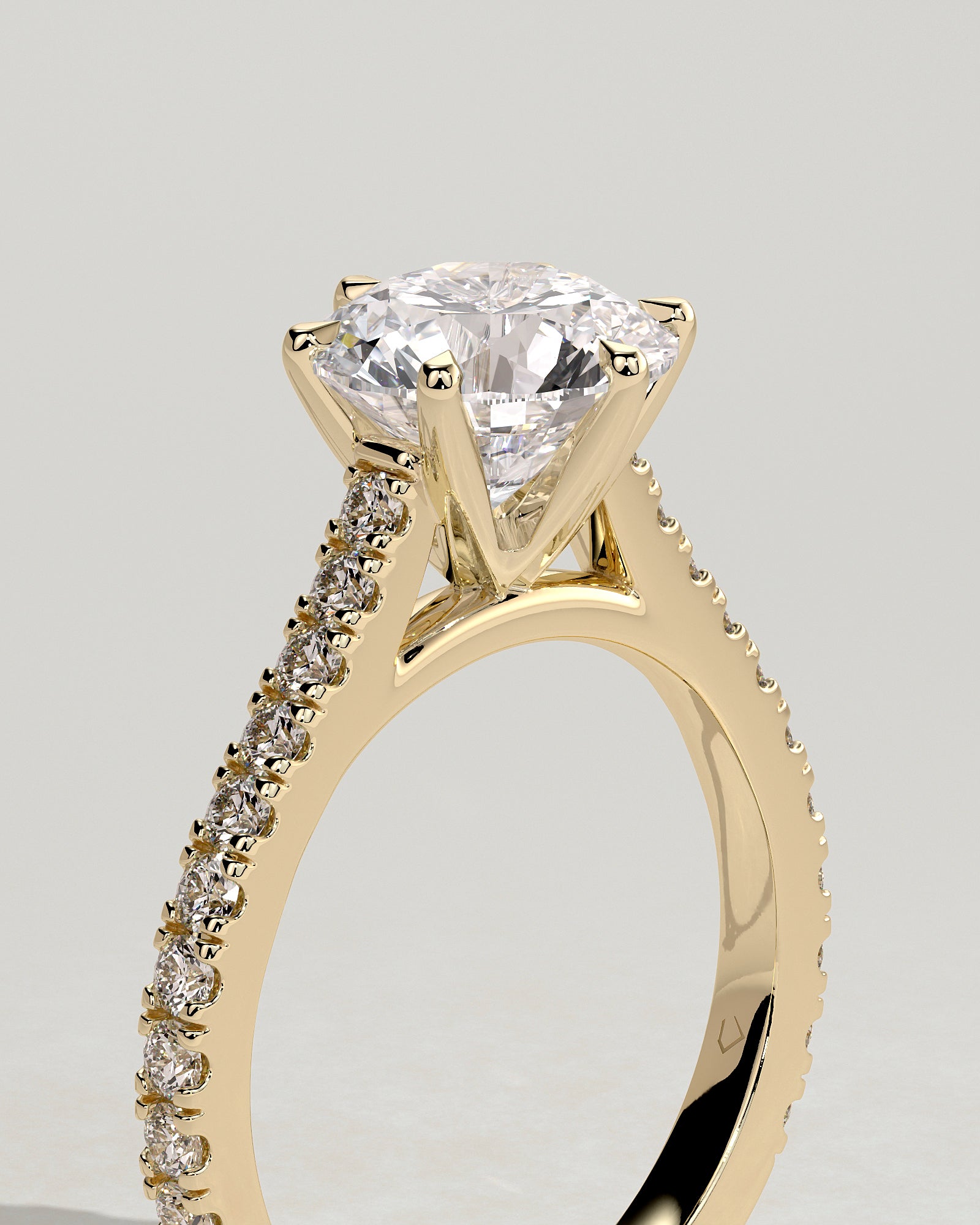 2.0CT Round Lab Grown Diamond Cathedral Pave Engagement Ring