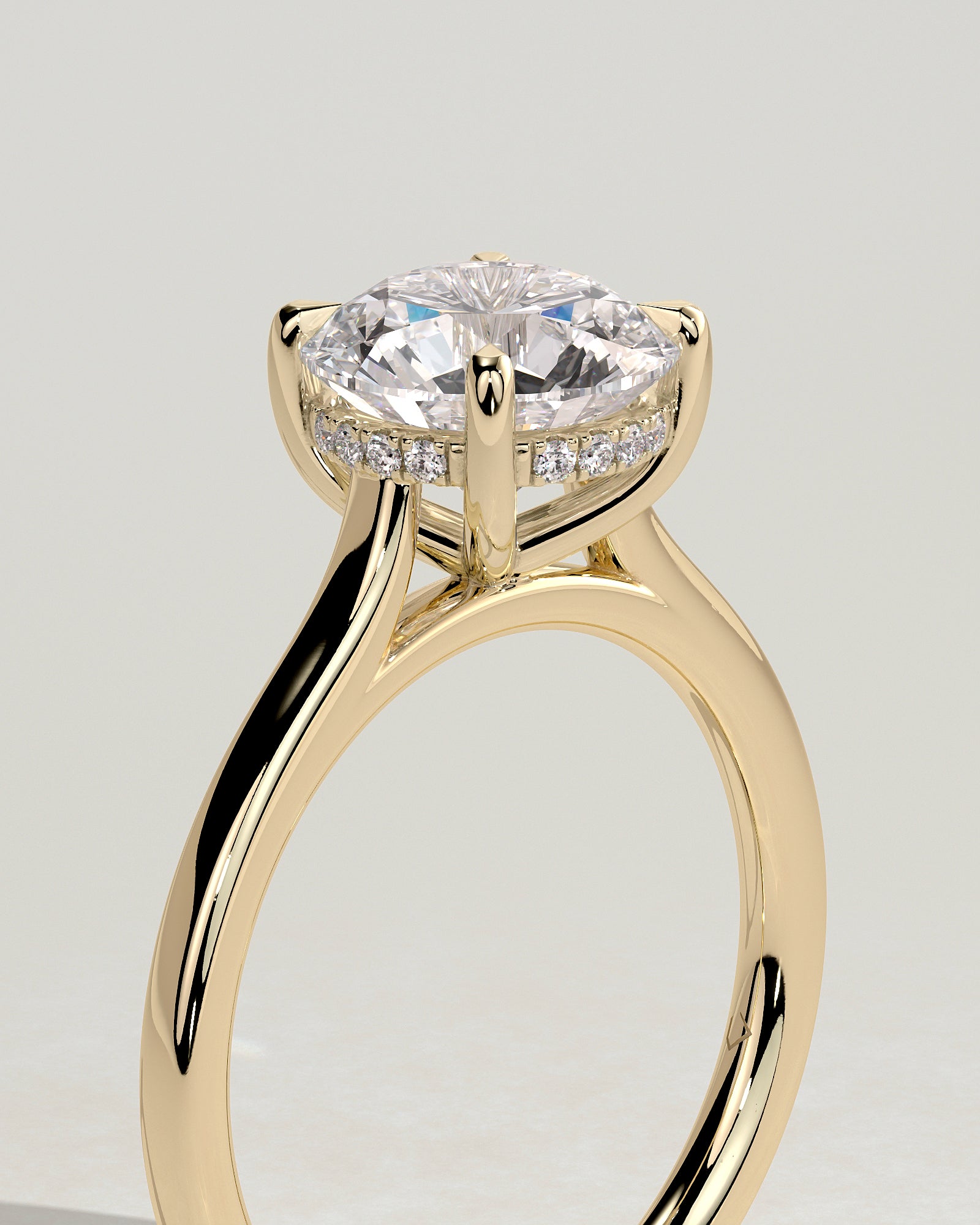 2.0CT Round Lab Grown Diamond Hidden Halo Cathedral Engagement Ring