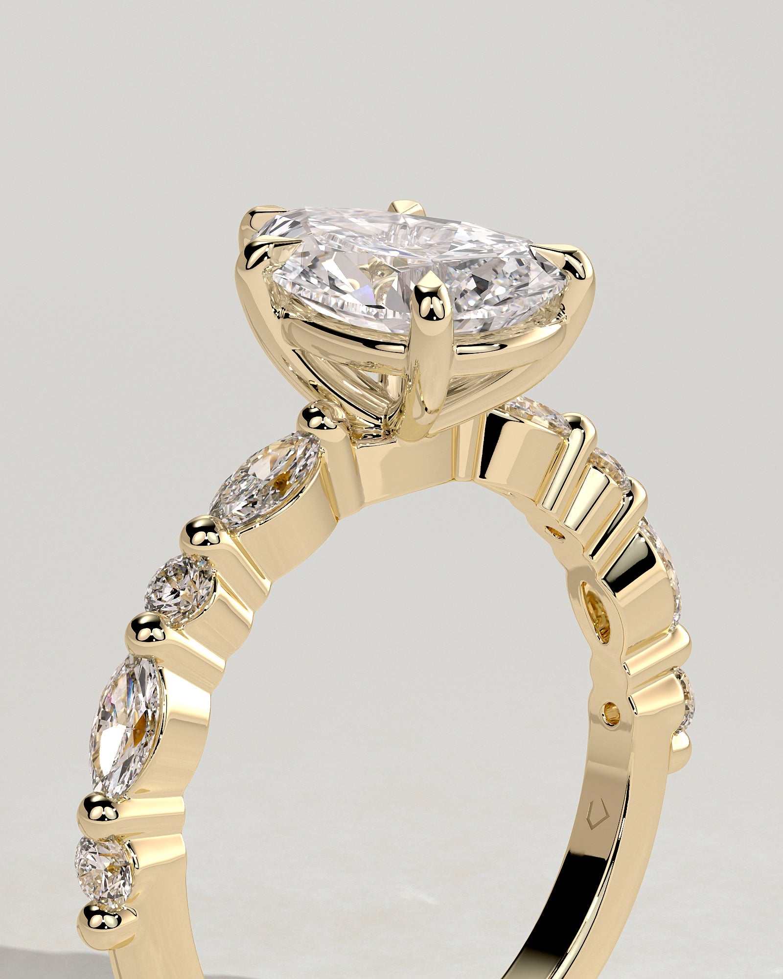 2.0CT Pear Lab Grown Diamond Floating Bubble Pave Engagement Ring