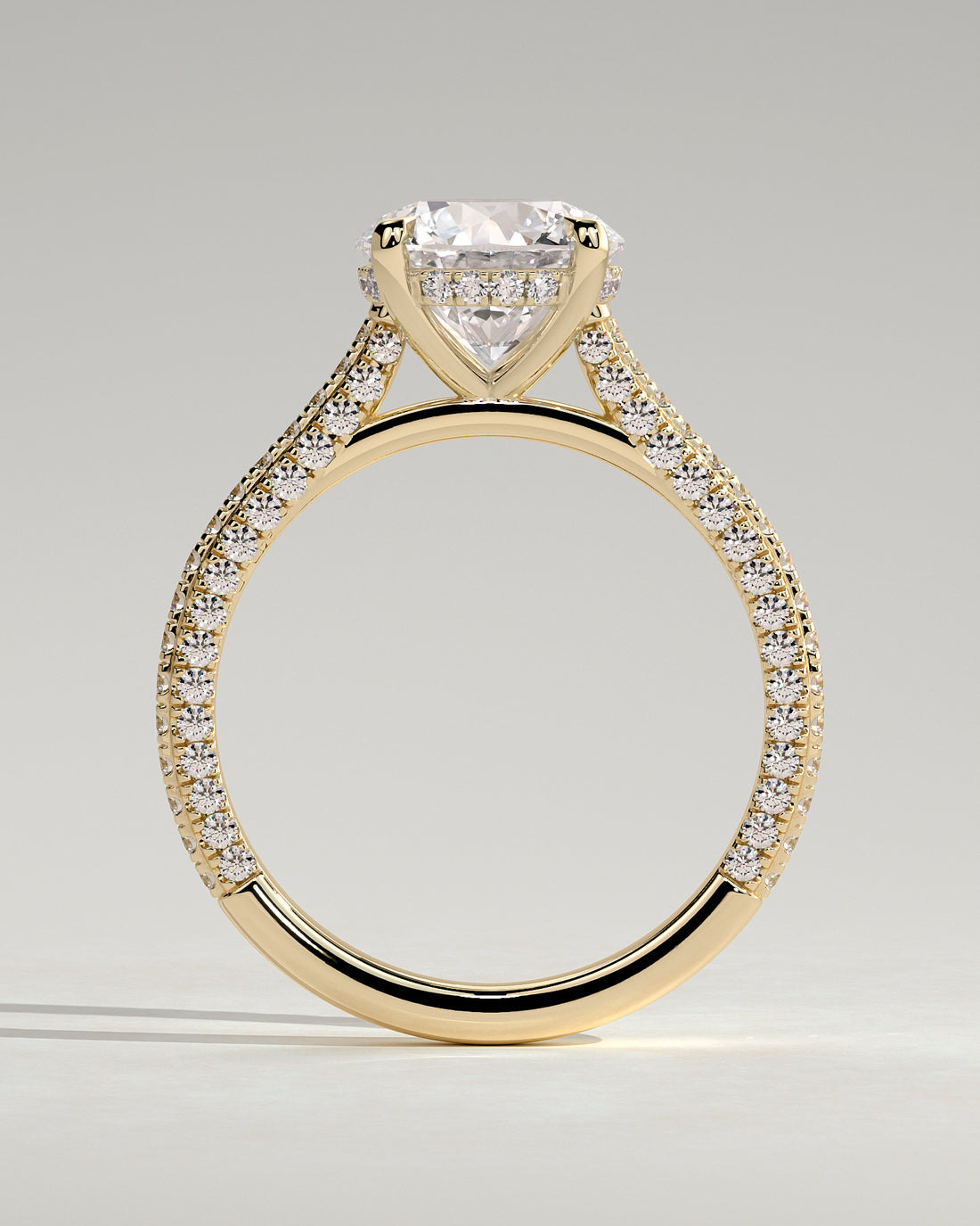 2.0CT Round Lab Grown Diamond Hidden Halo Three Side Pave Engagement Ring