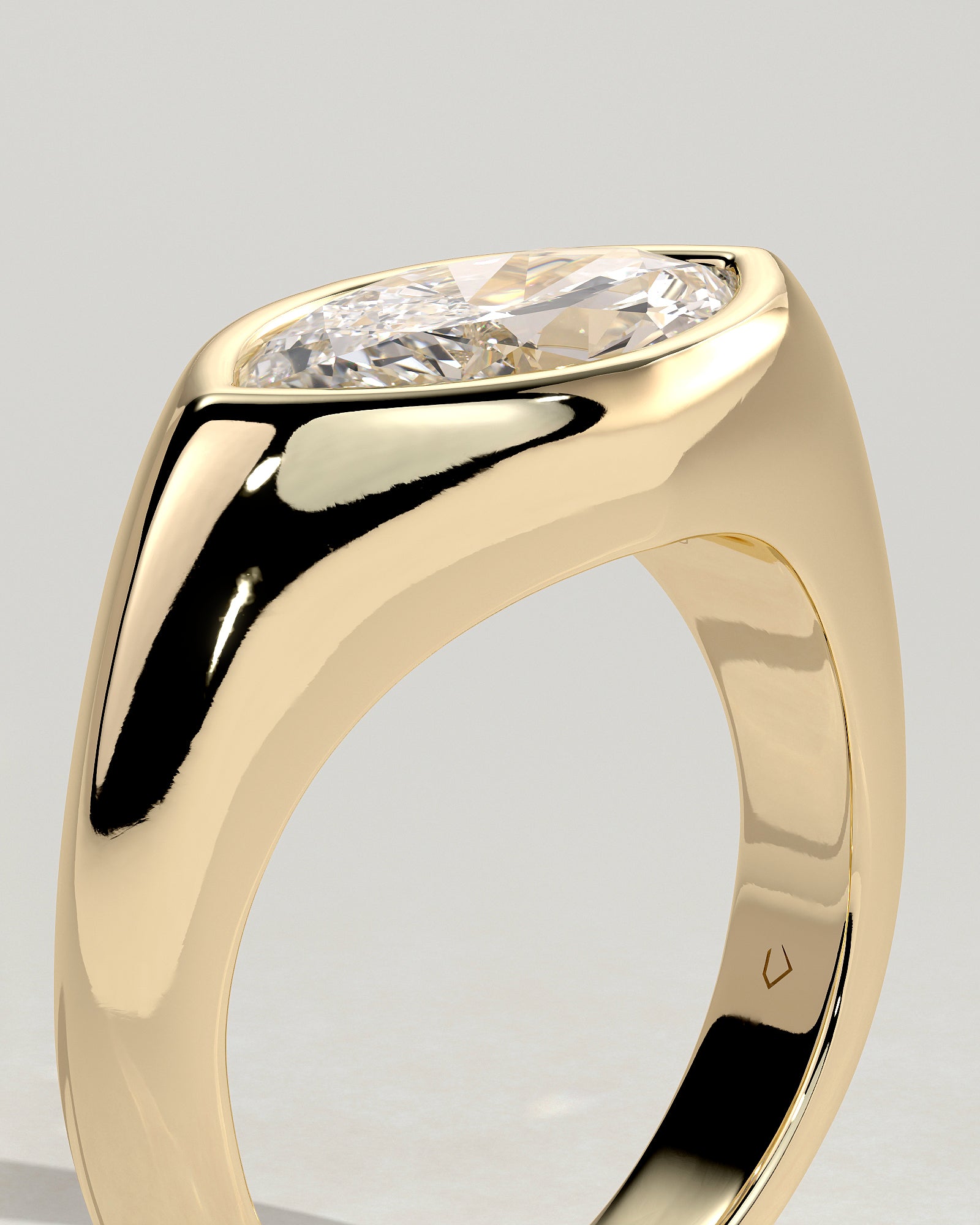 2.0CT Bezel Set East West Marquise Lab Grown Diamond Signet Band Engagement Ring