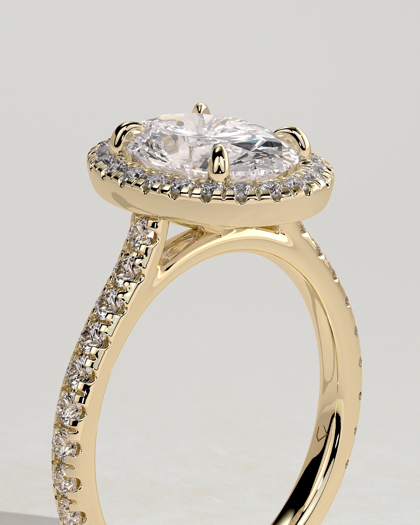 2.0CT Oval Lab Grown Diamond Halo Cathedral Pave Engagement Ring