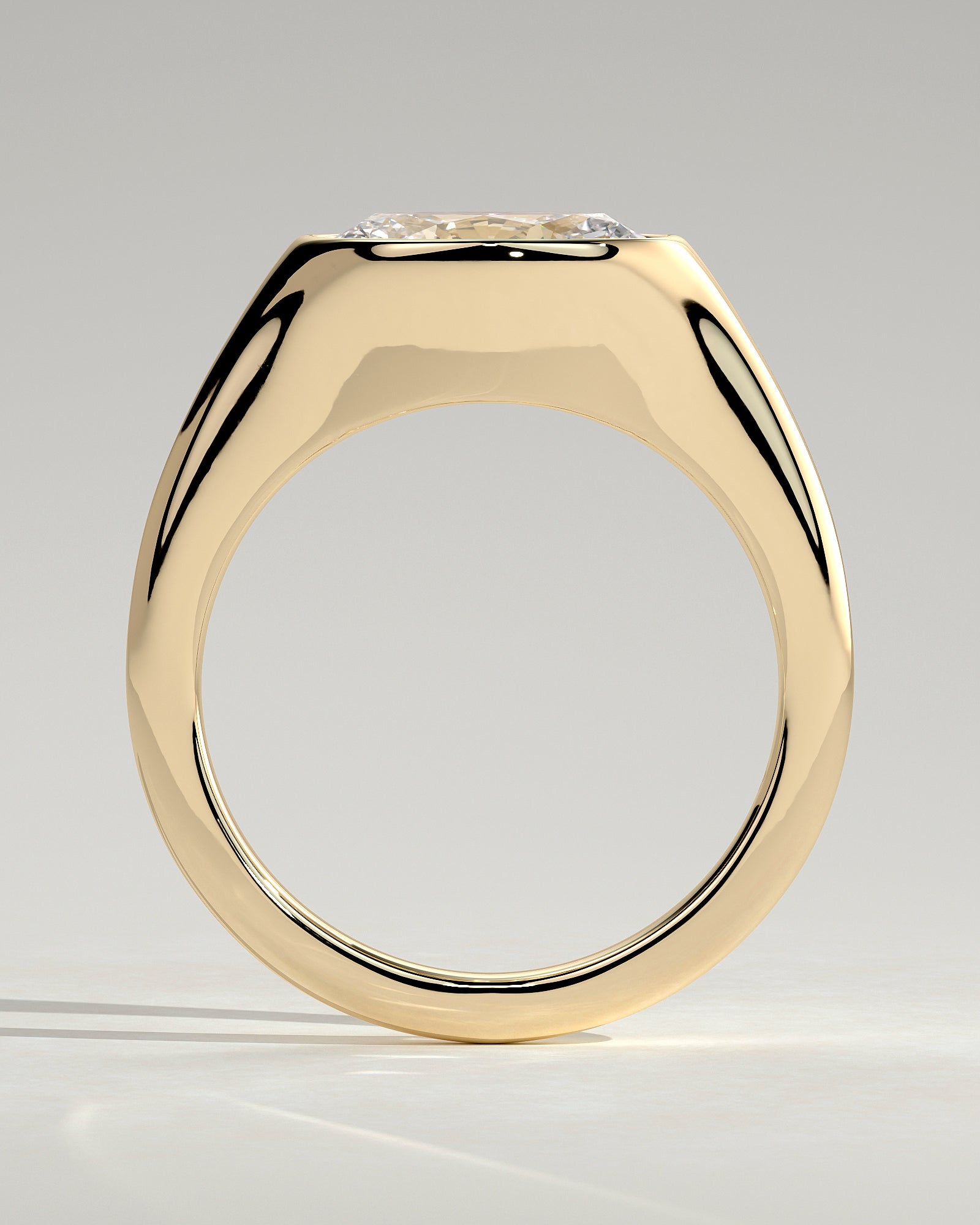 2.0CT Bezel Set East West Oval Lab Grown Diamond Signet Band Engagement Ring