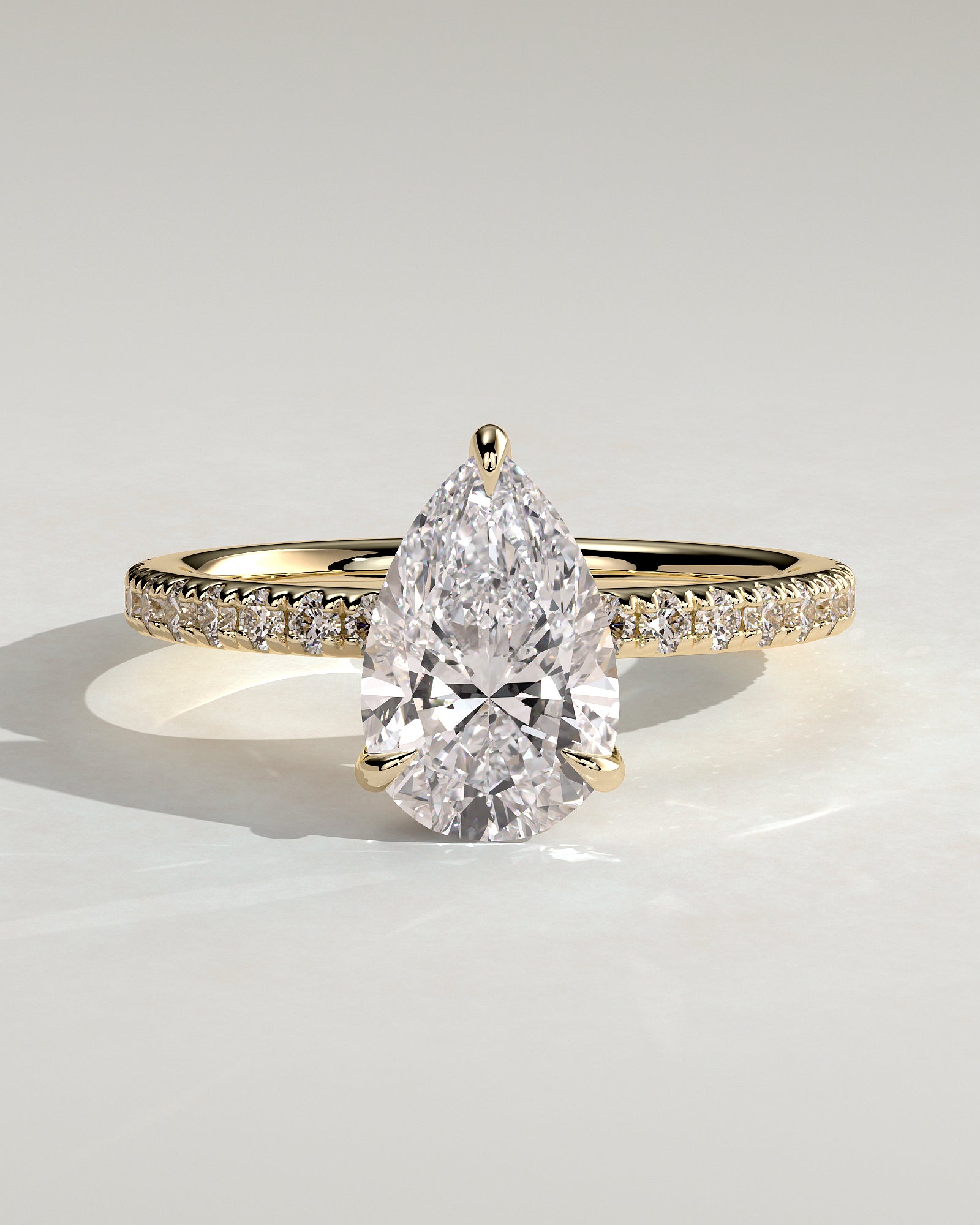 2.0CT Pear Lab Grown Diamond Hidden Halo Pave Engagement Ring
