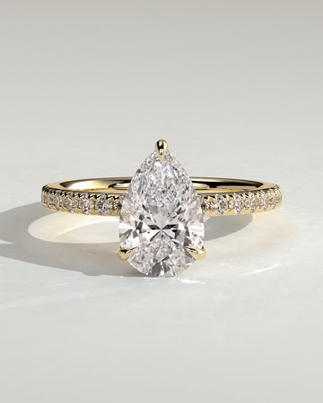 2.0CT Pear Lab Grown Diamond Hidden Halo Pave Engagement Ring