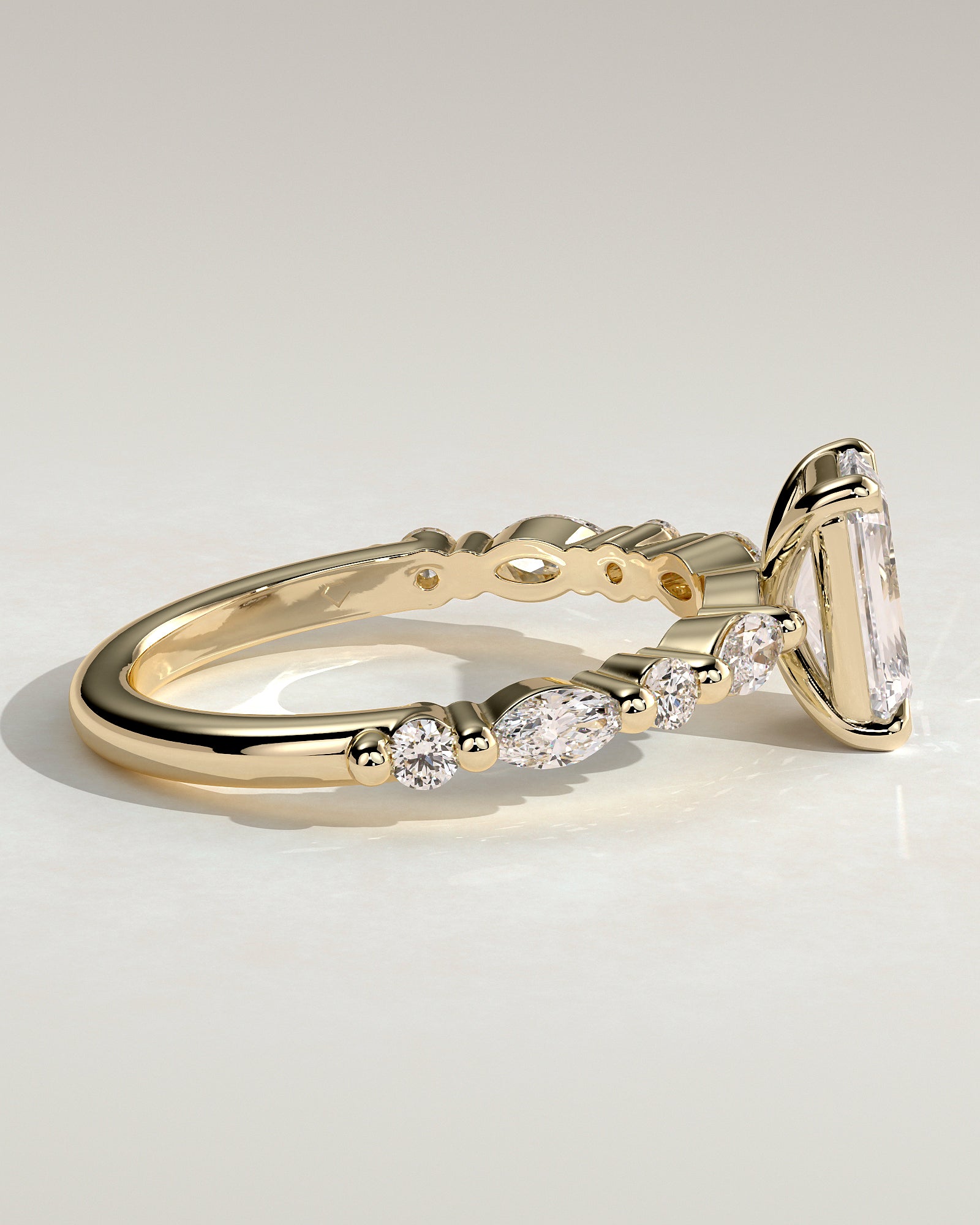 2.0CT Emerald Cut Lab Grown Diamond Floating Bubble Pave Engagement Ring