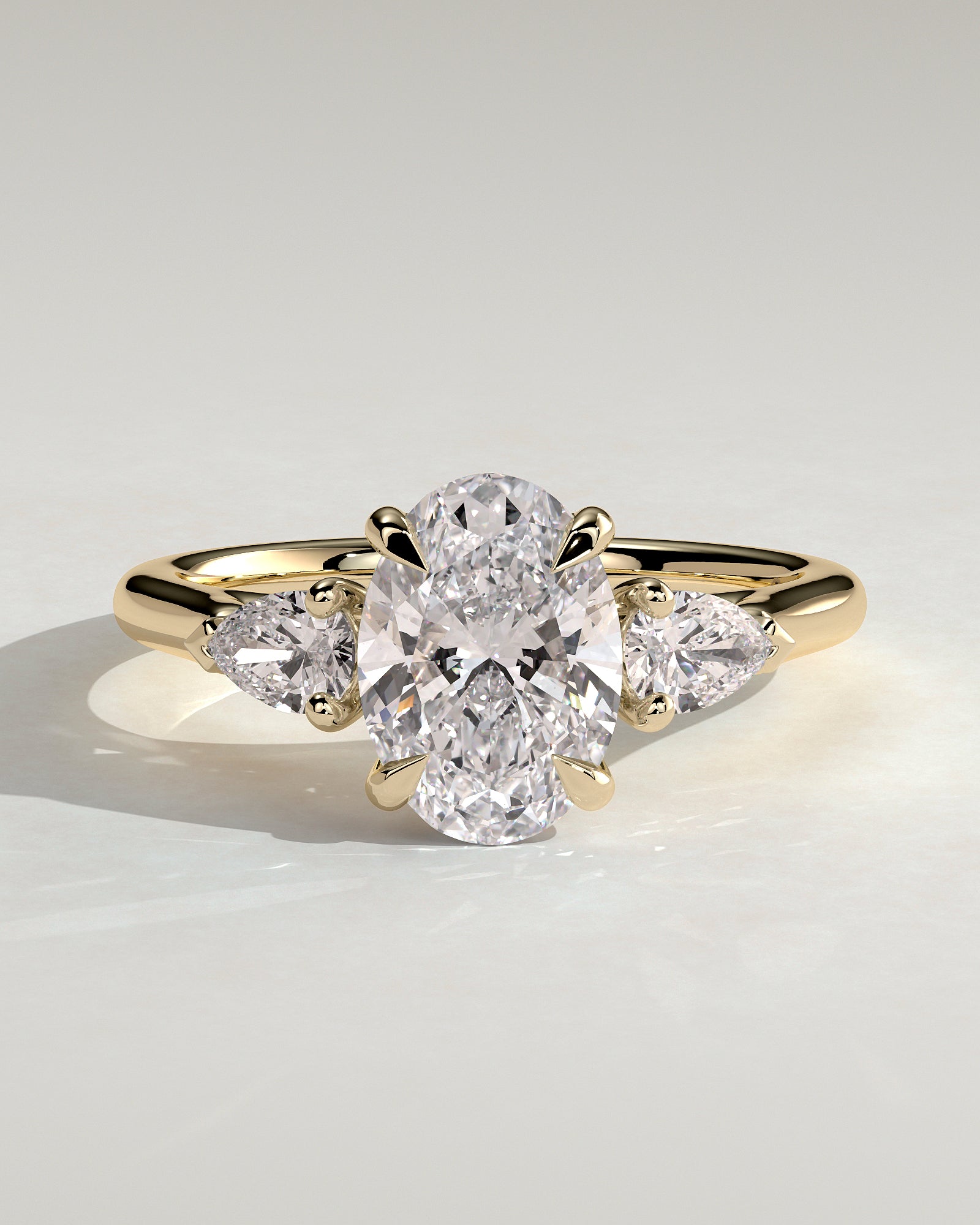 2.0CT Oval Lab Grown Diamond Three Stone Engagement Ring