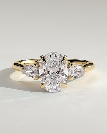 2.0CT Oval Lab Grown Diamond Three Stone Engagement Ring