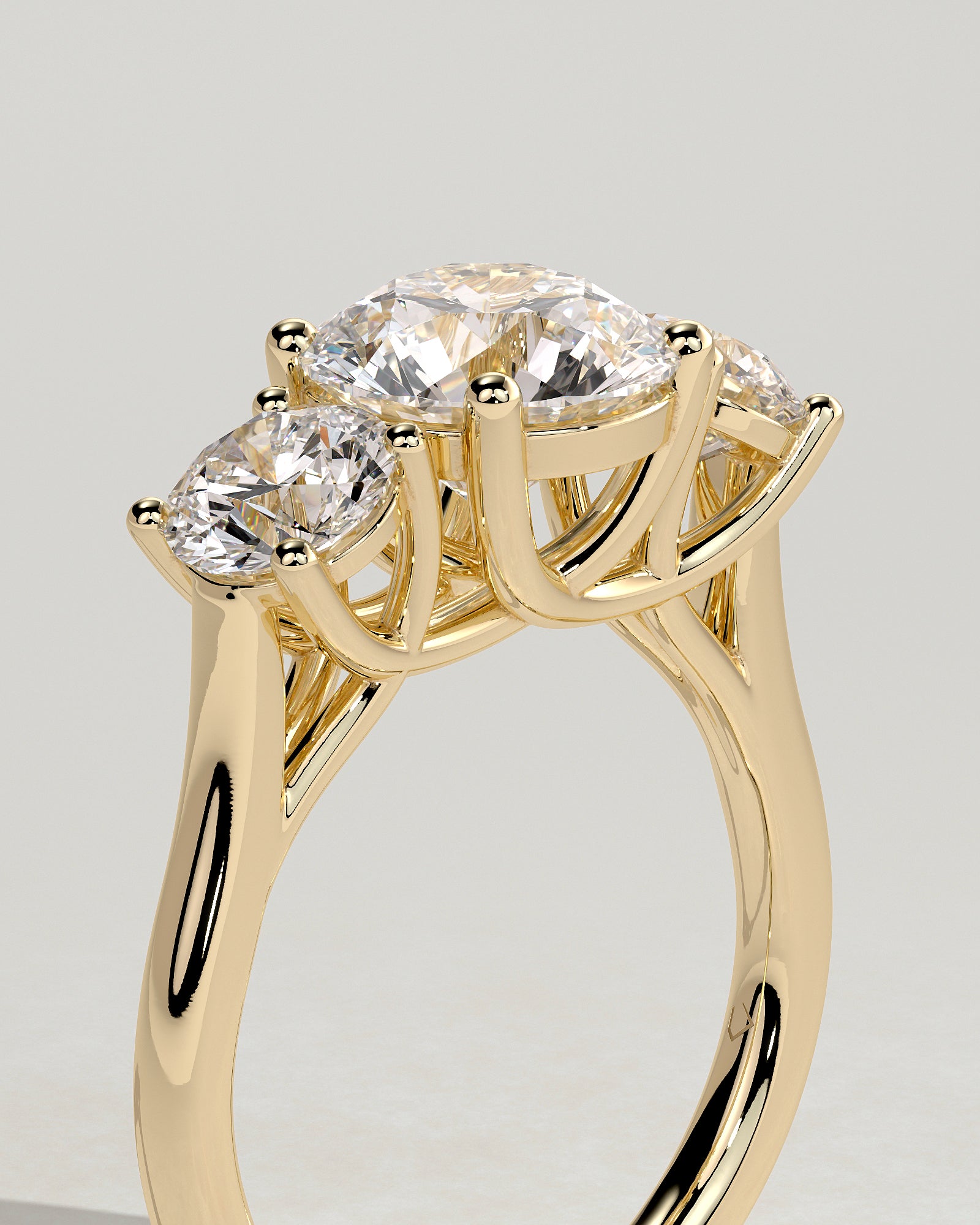 2.0CT Round Lab Grown Diamond Three Stone Engagement Ring