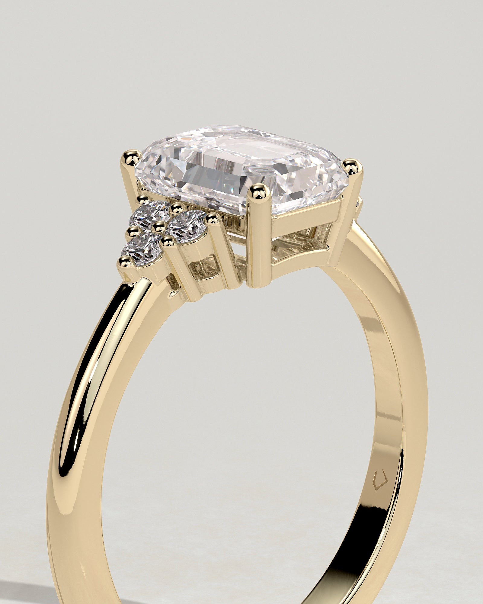2.0CT Emerald Cut Lab Grown Diamond Cluster Engagement Ring