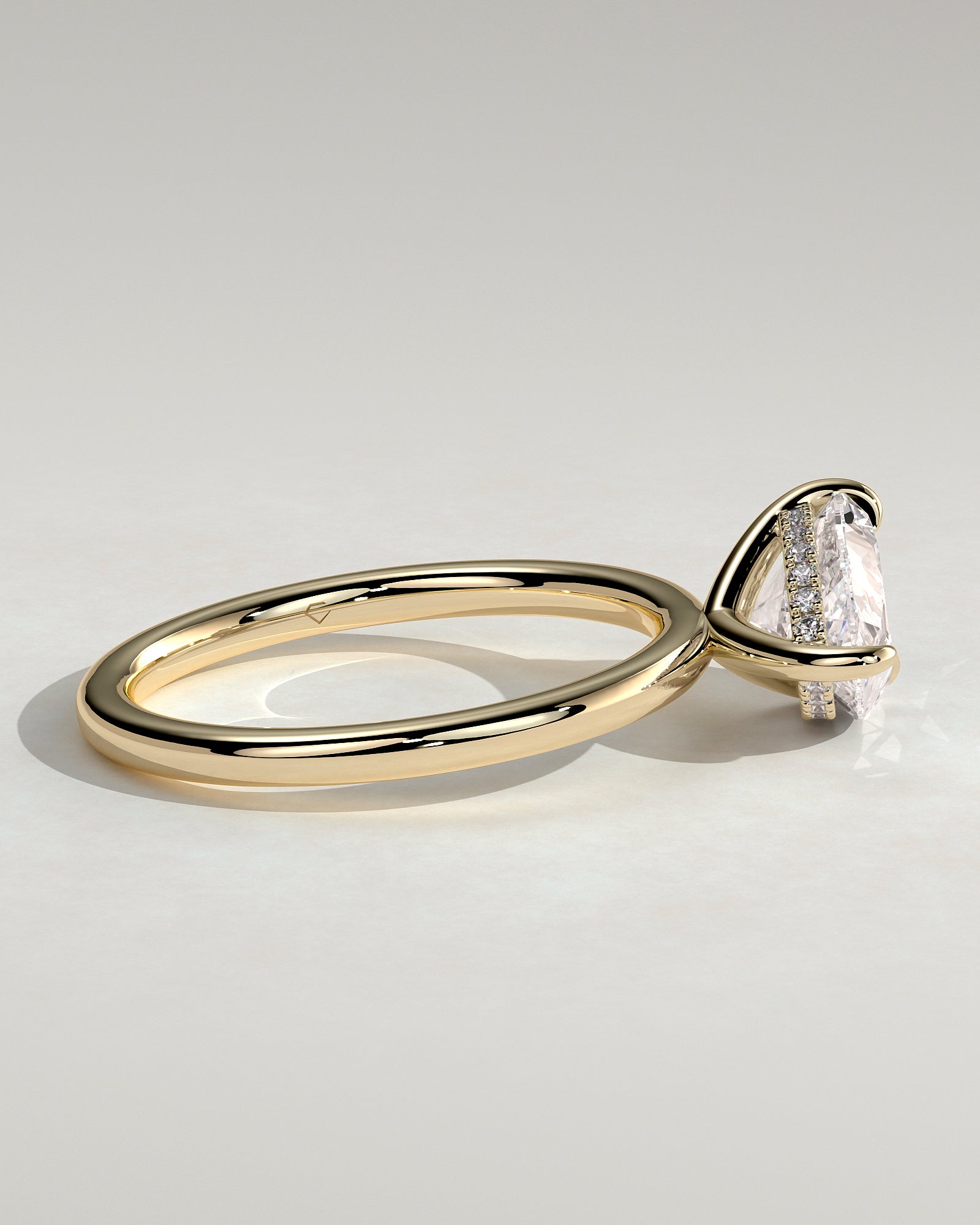 2.0CT East West Pear Lab Grown Diamond Hidden Halo Solitaire Engagement Ring