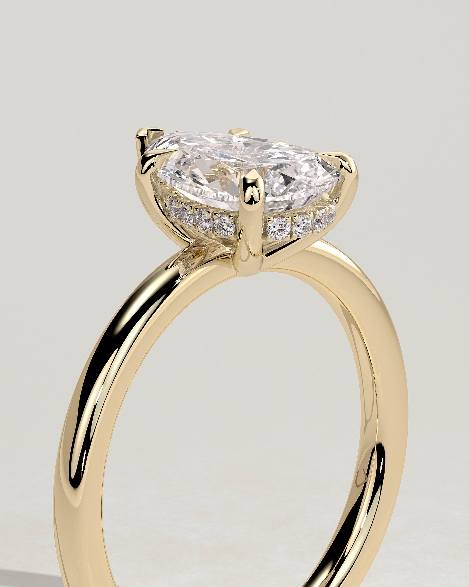 2.0CT Pear Lab Grown Diamond Hidden Halo Solitaire Engagement Ring