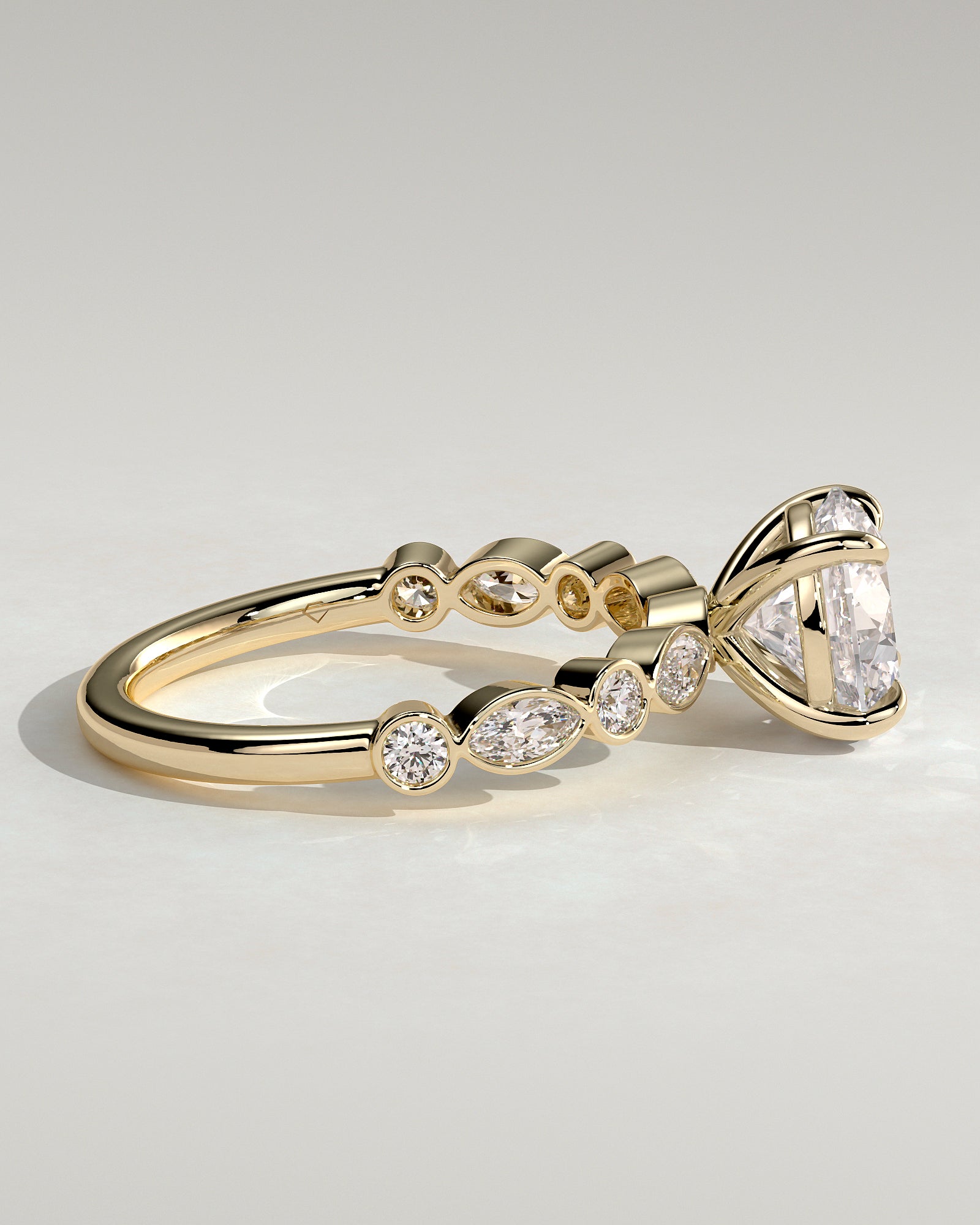 2.0CT Round Lab Grown Diamond Bezel Pave Band Engagement Ring