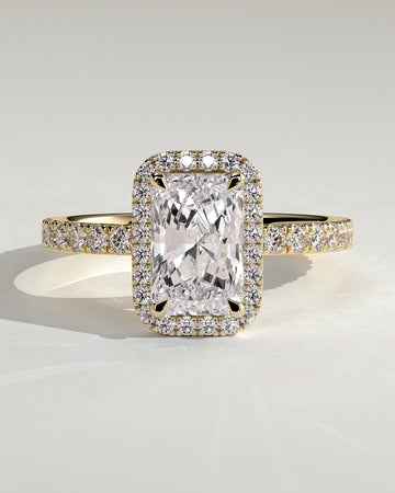2.0CT Radiant Lab Grown Diamond Halo Pave Engagement Ring