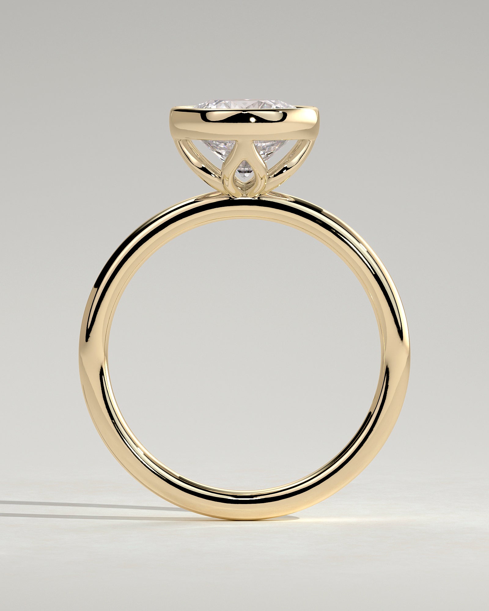 2.0CT Bezel Set Round Lab Grown Diamond Solitaire Engagement Ring