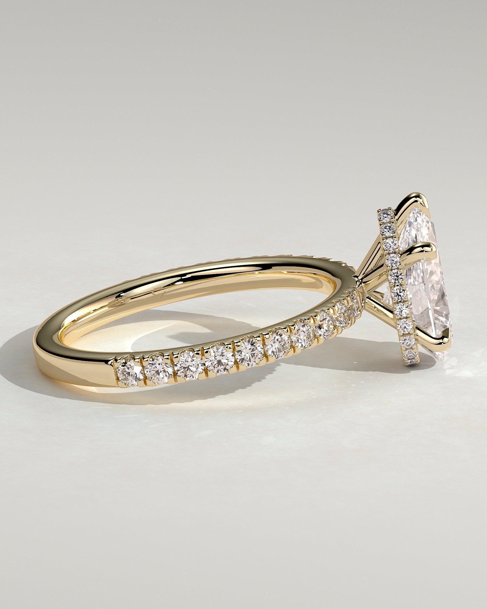 2.0CT Pear Lab Grown Diamond Hidden Halo Pave Engagement Ring