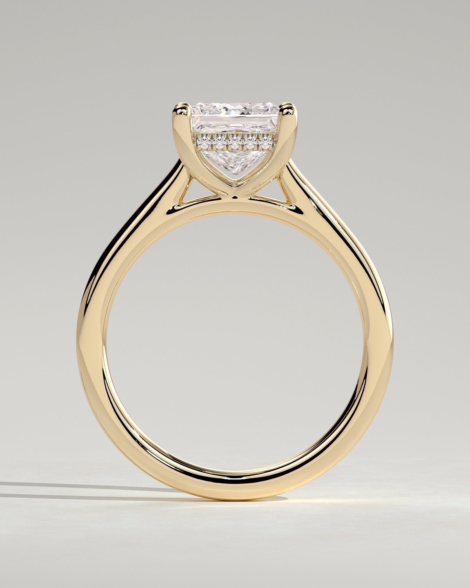 2.0CT Princess Lab Grown Diamond Hidden Halo Cathedral Engagement Ring
