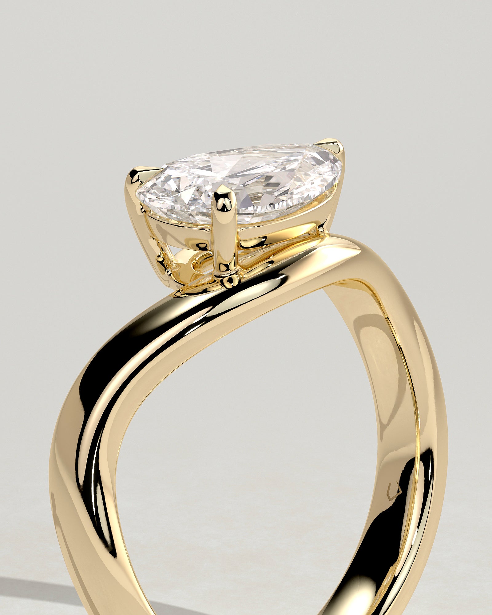 2.0CT East West Pear Lab Grown Diamond Solitaire Wave Band Engagement Ring