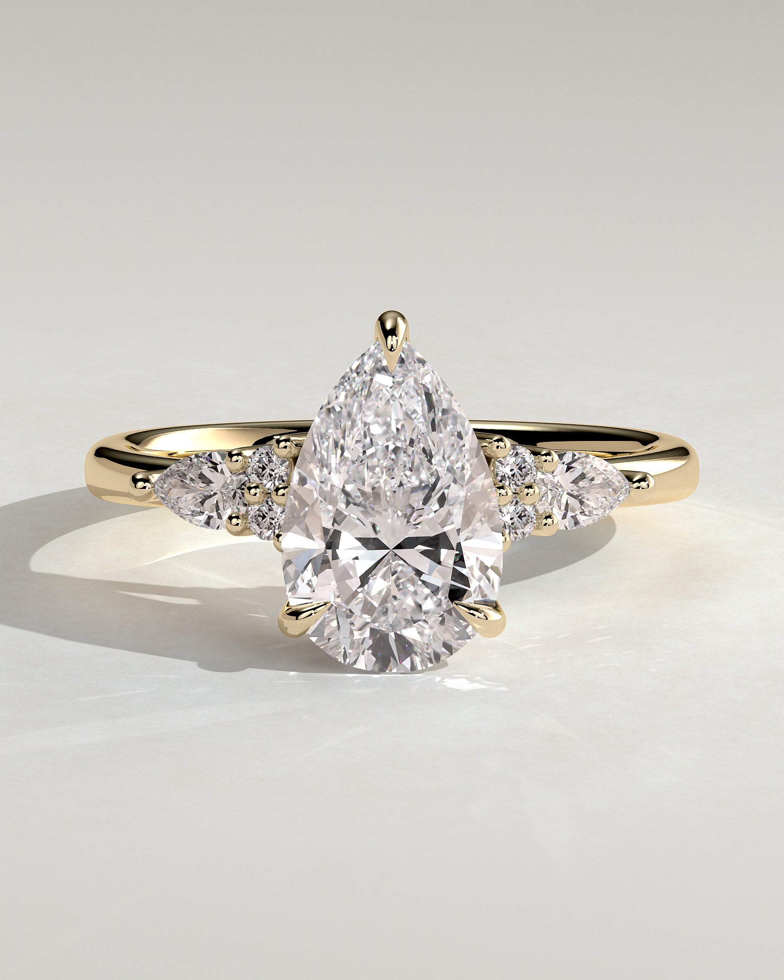 2.0CT Pear Cut Lab Grown Diamond Cluster Engagement Ring
