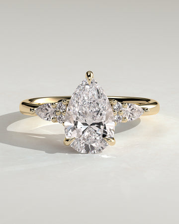 2.0CT Pear Cut Lab Grown Diamond Cluster Engagement Ring