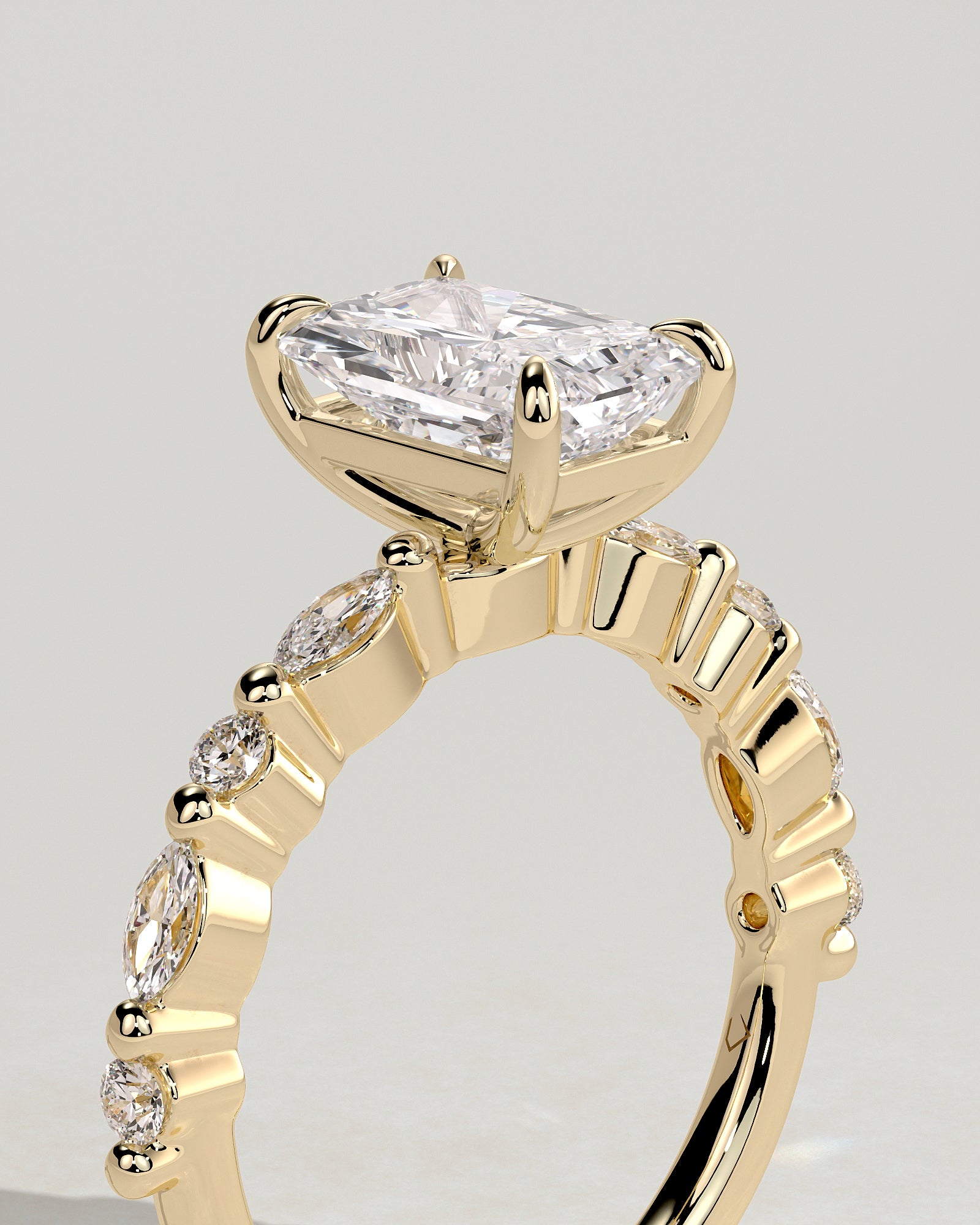 2.0CT Radiant Lab Grown Diamond Floating Bubble Pave Engagement Ring