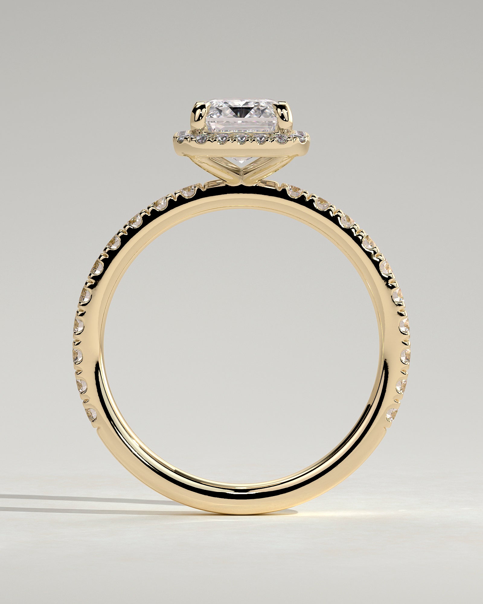 2.0CT Emerald Cut Lab Grown Diamond Halo Pave Engagement Ring
