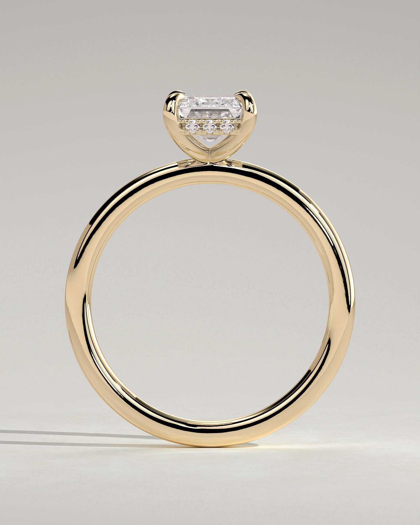 2.0CT Emerald Cut Lab Grown Diamond Hidden Halo Solitaire Engagement Ring