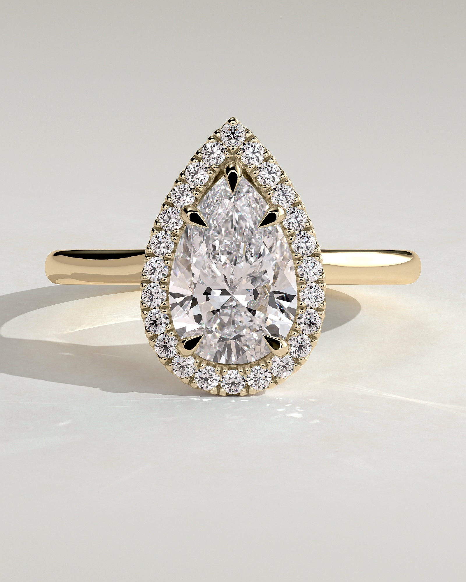 2.0CT Pear Lab Grown Diamond Halo Solitaire Engagement Ring