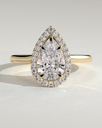 2.0CT Pear Lab Grown Diamond Halo Solitaire Engagement Ring