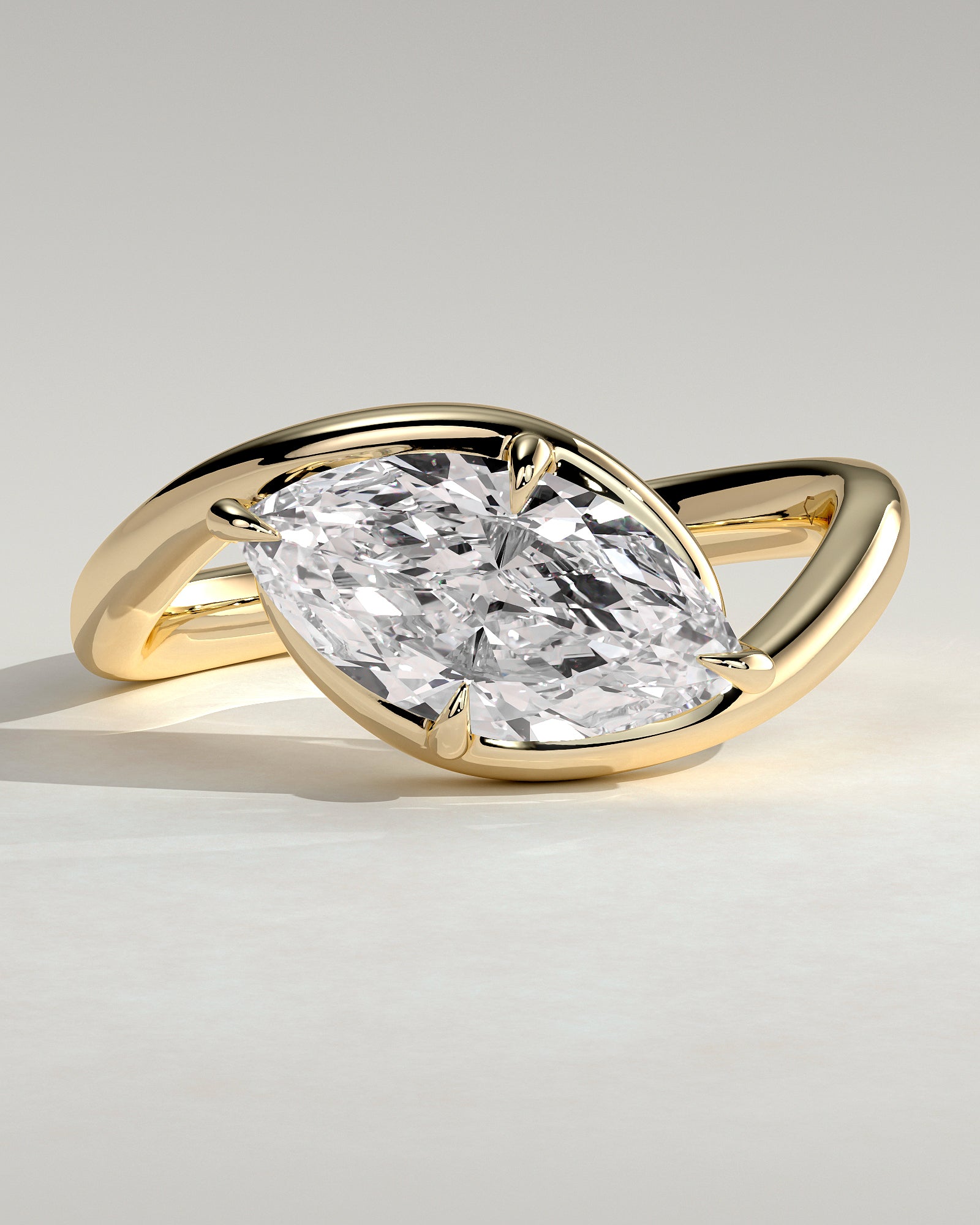 2.0CT East West Marquise Lab Grown Diamond Unique Bypass Engagement Ring