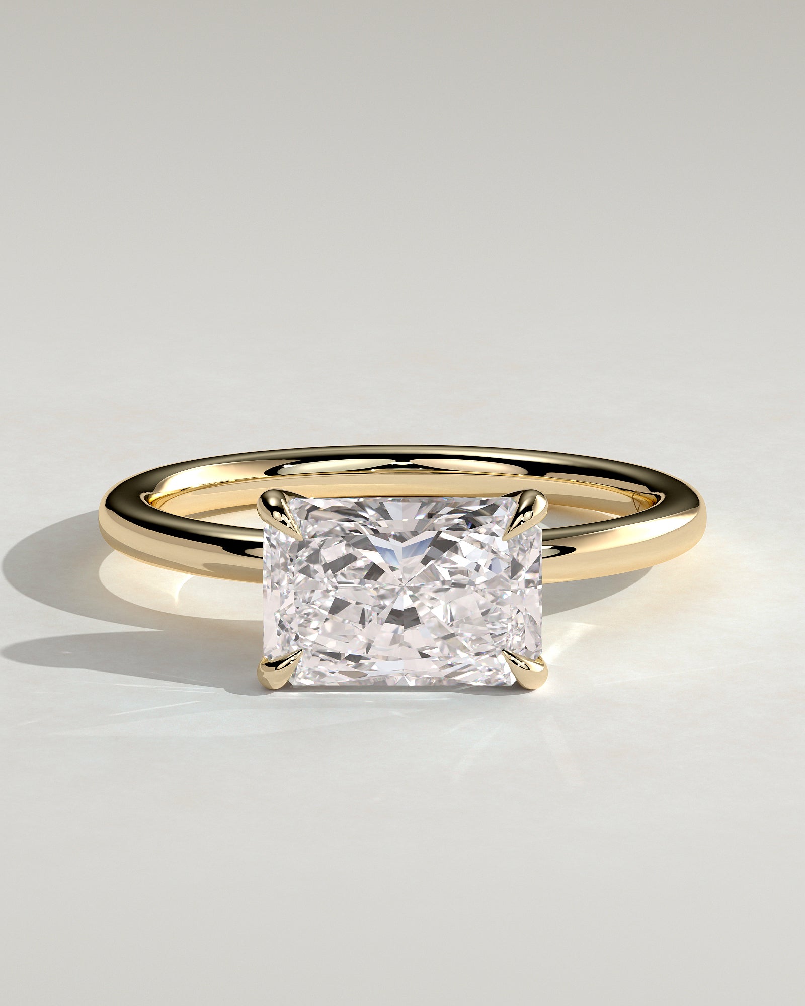 2.0CT East West Radiant Lab Grown Diamond Solitaire Engagement Ring