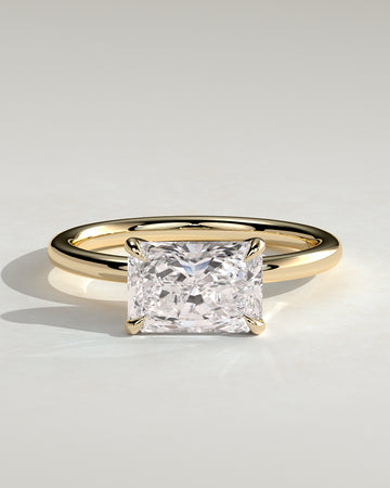 2.0CT East West Radiant Lab Grown Diamond Solitaire Engagement Ring