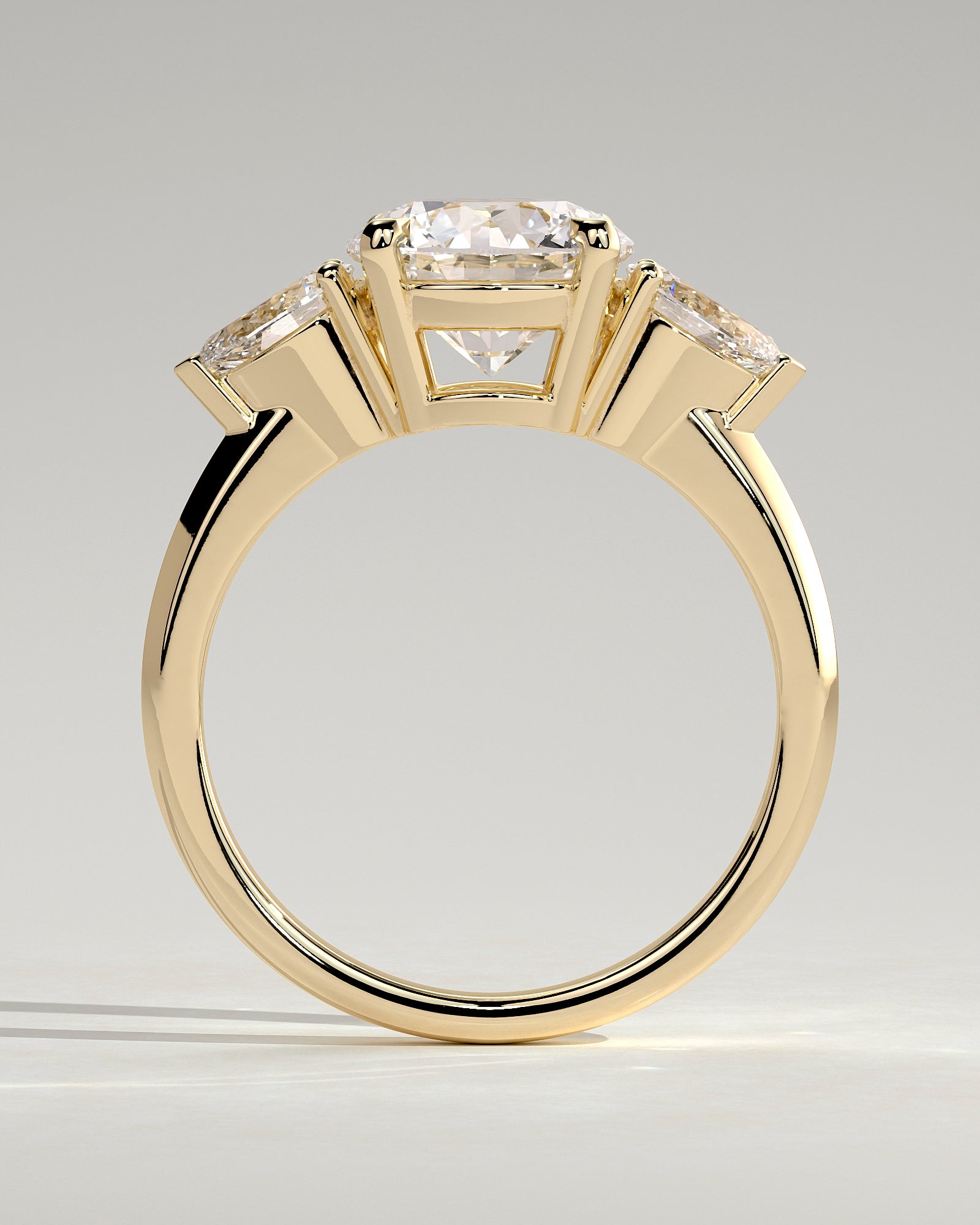 2.0CT Round Cut Lab Grown Diamond Three Stone Knife Edge Engagement Ring