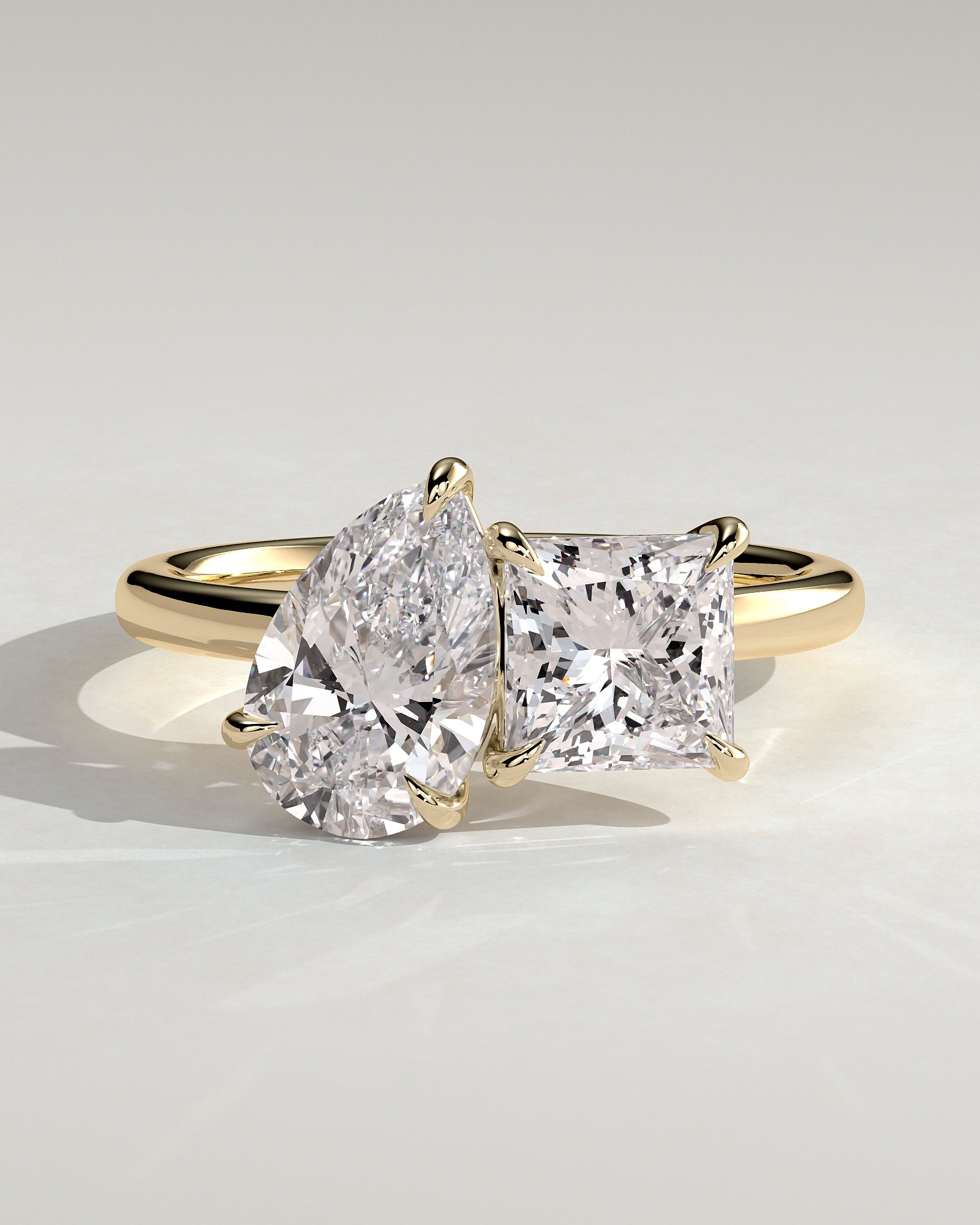 1.65CT Pear & 1.65CT Princess Lab Grown Diamond Toi et Moi Engagement Ring