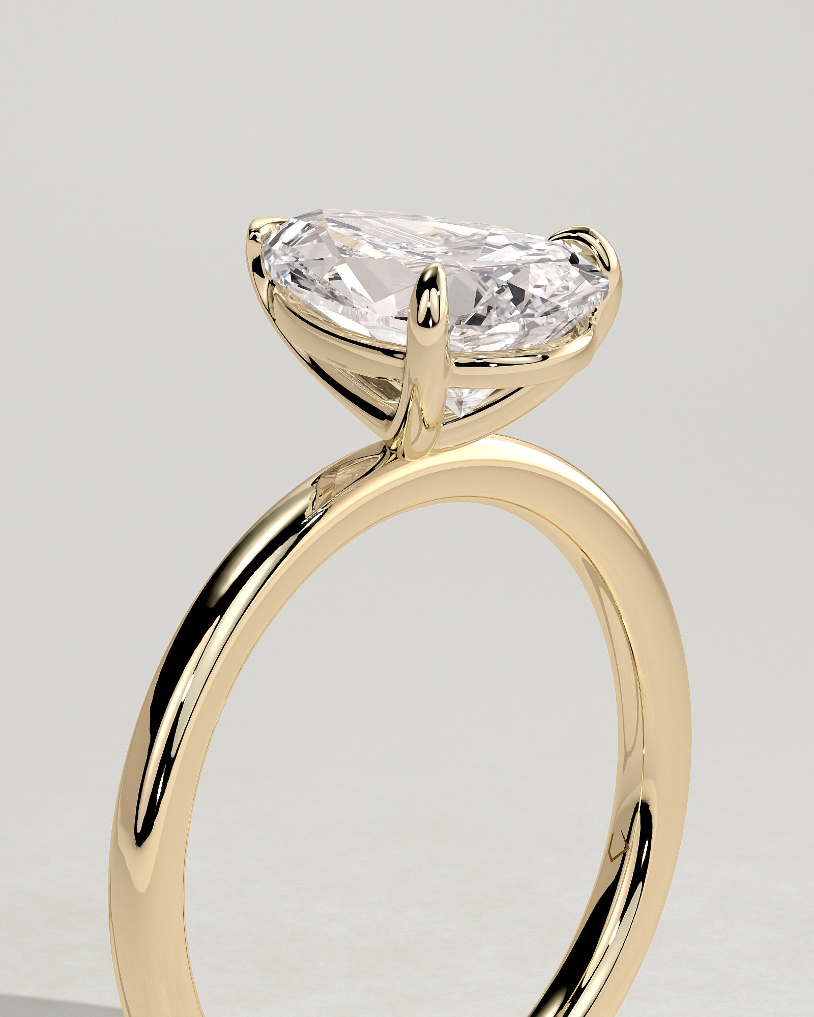 2.0CT Pear Lab Grown Diamond 3 Claw Prongs Solitaire Engagement Ring