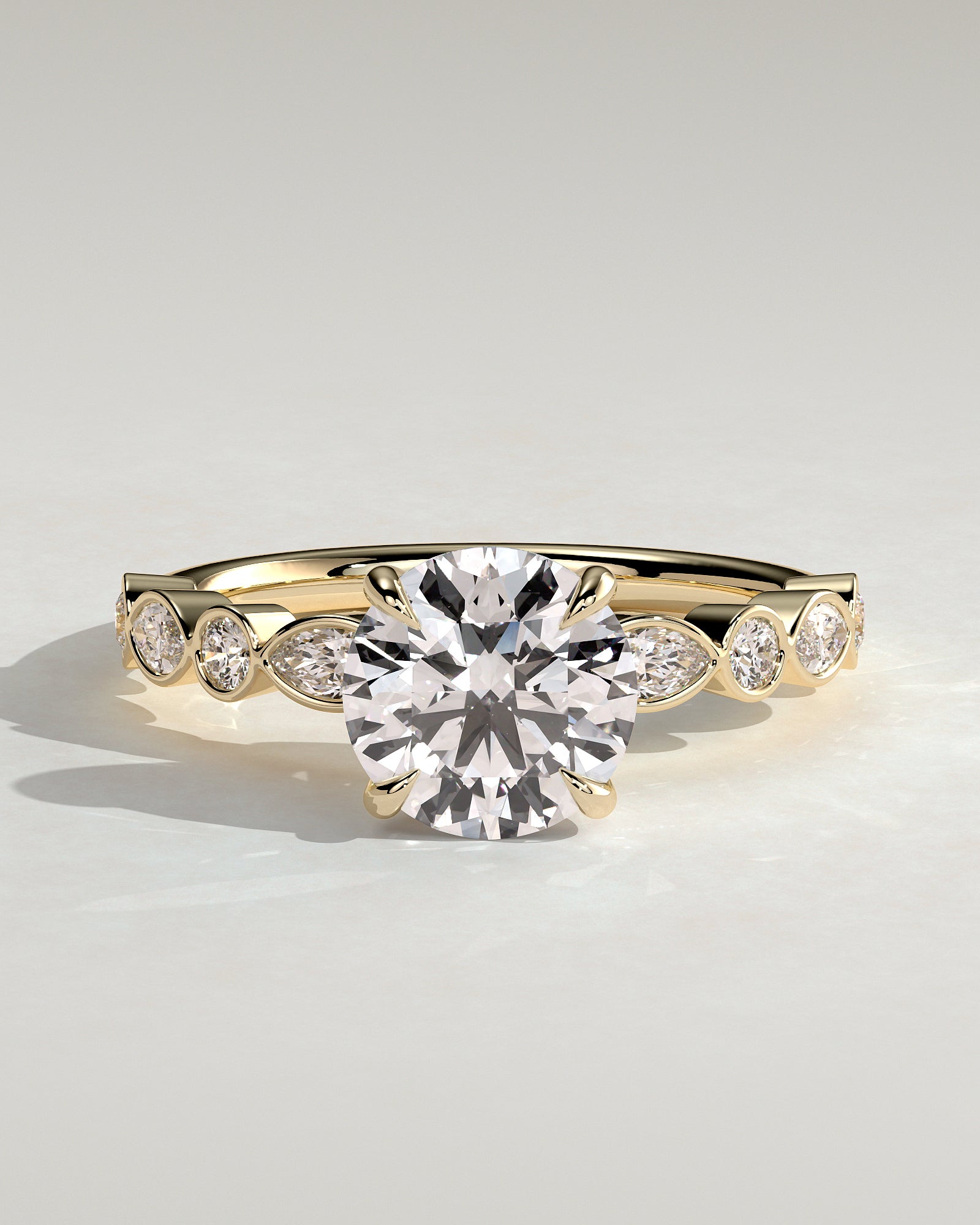 2.0CT Round Lab Grown Diamond Bezel Pave Band Engagement Ring