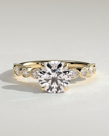 2.0CT Round Lab Grown Diamond Bezel Pave Band Engagement Ring