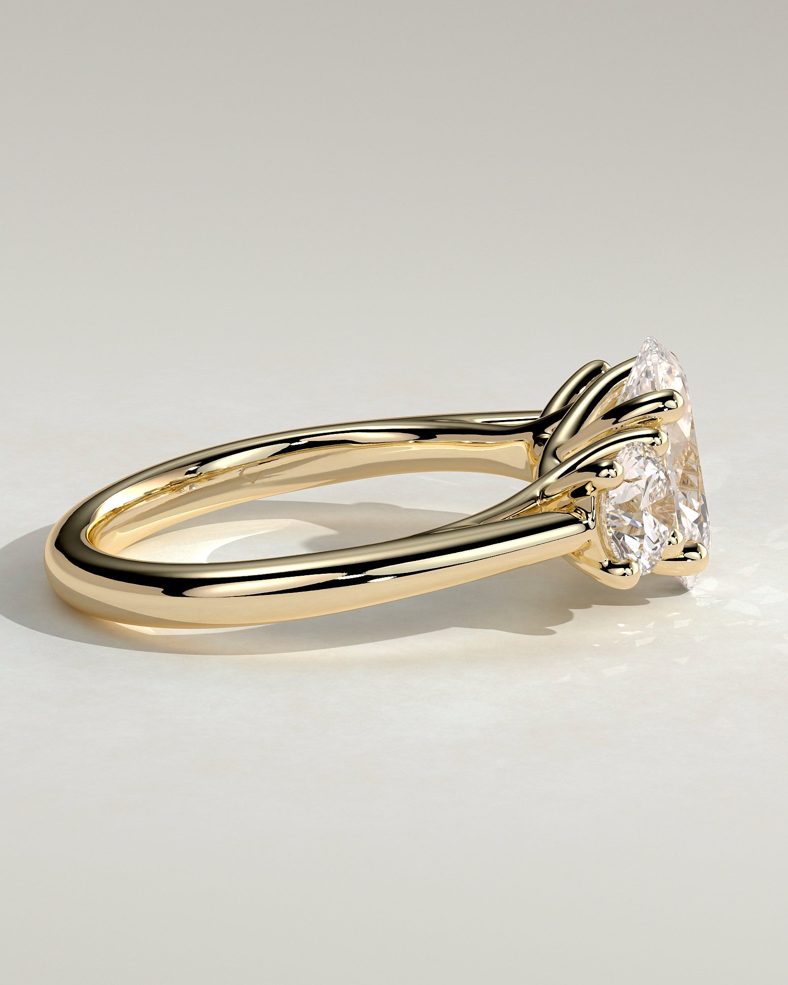 2.0CT Oval Lab Grown Diamond Open Trellis Gallery Three Stone Engagement Ring